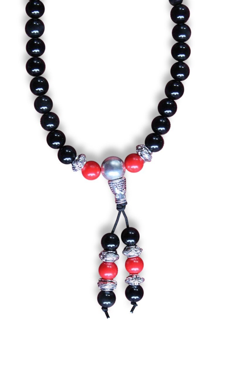 Buddhistische Halskette Mala aus schwarzer Achat