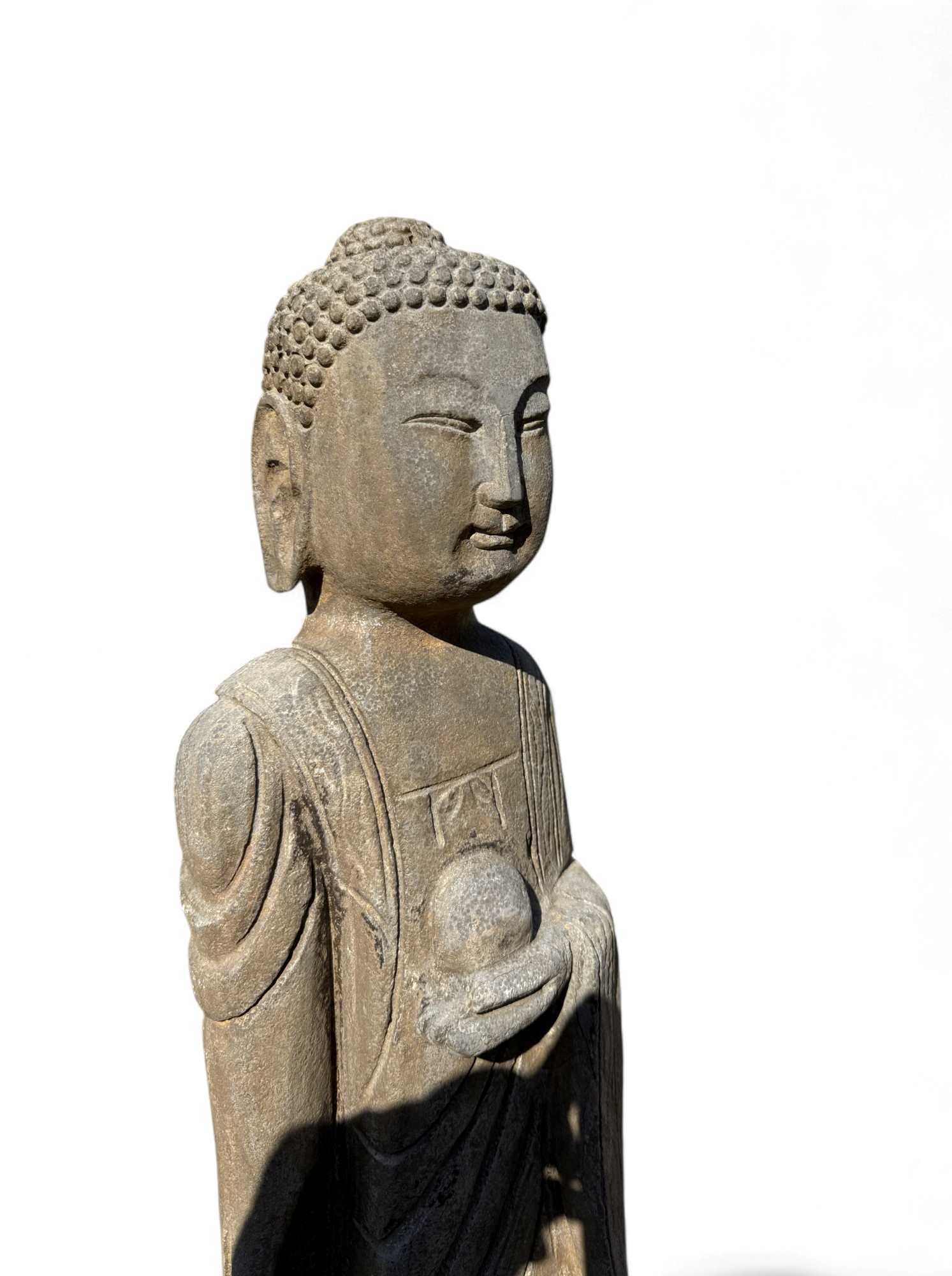 Garten Buddha Statue Naturstein Figur Wunschgewährungs Geste