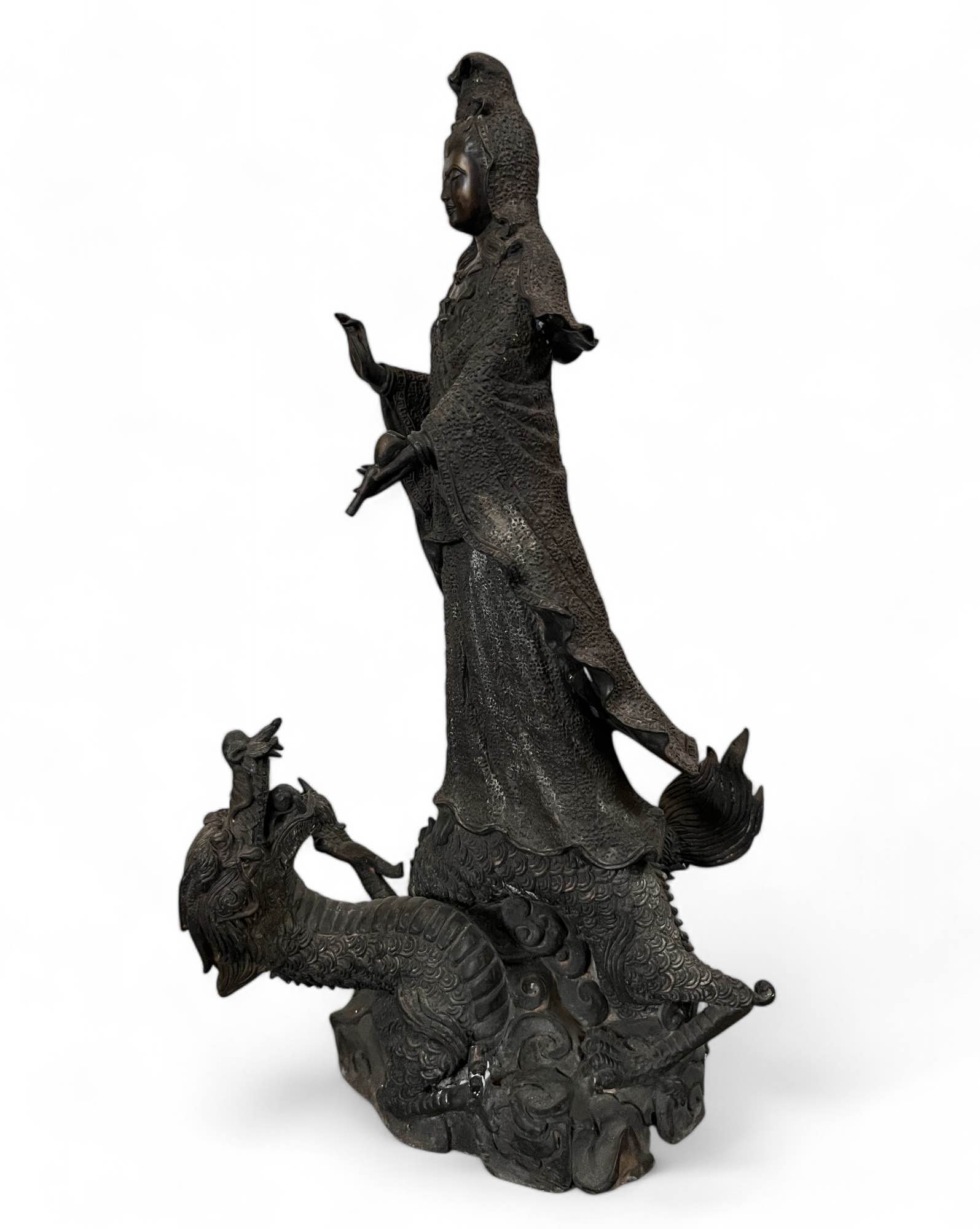 Buddha Figur Bronze Guanyin auf Drache 49cm groß Buddha Figur Bronze Guanyin auf Drache 49cm groß