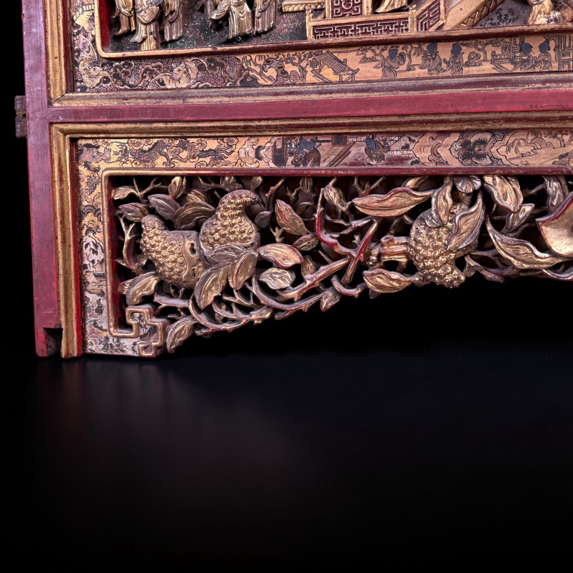 Monumentales Holz Relief - chinesische Schnitzerei aus Nachlass