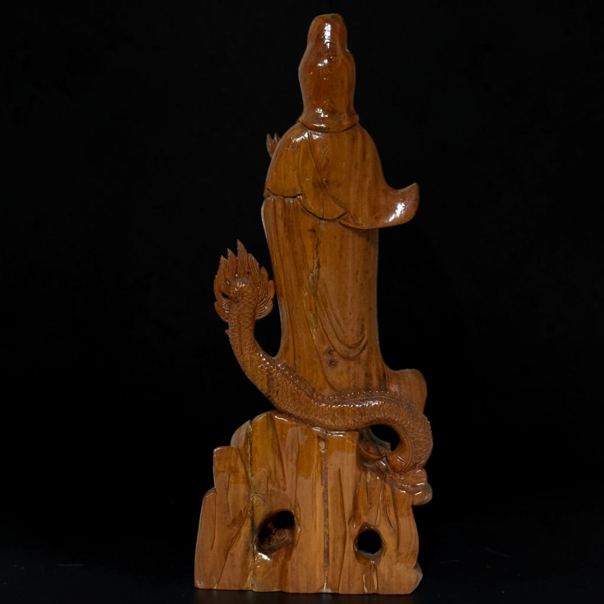 Holz Buddha Statue Guan Yin Skulptur 47 cm groß