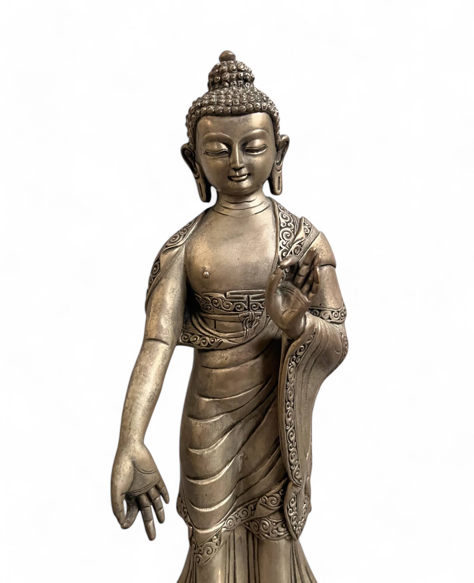Buddha Bronze Figur mit lehrender Geste 29,5cm