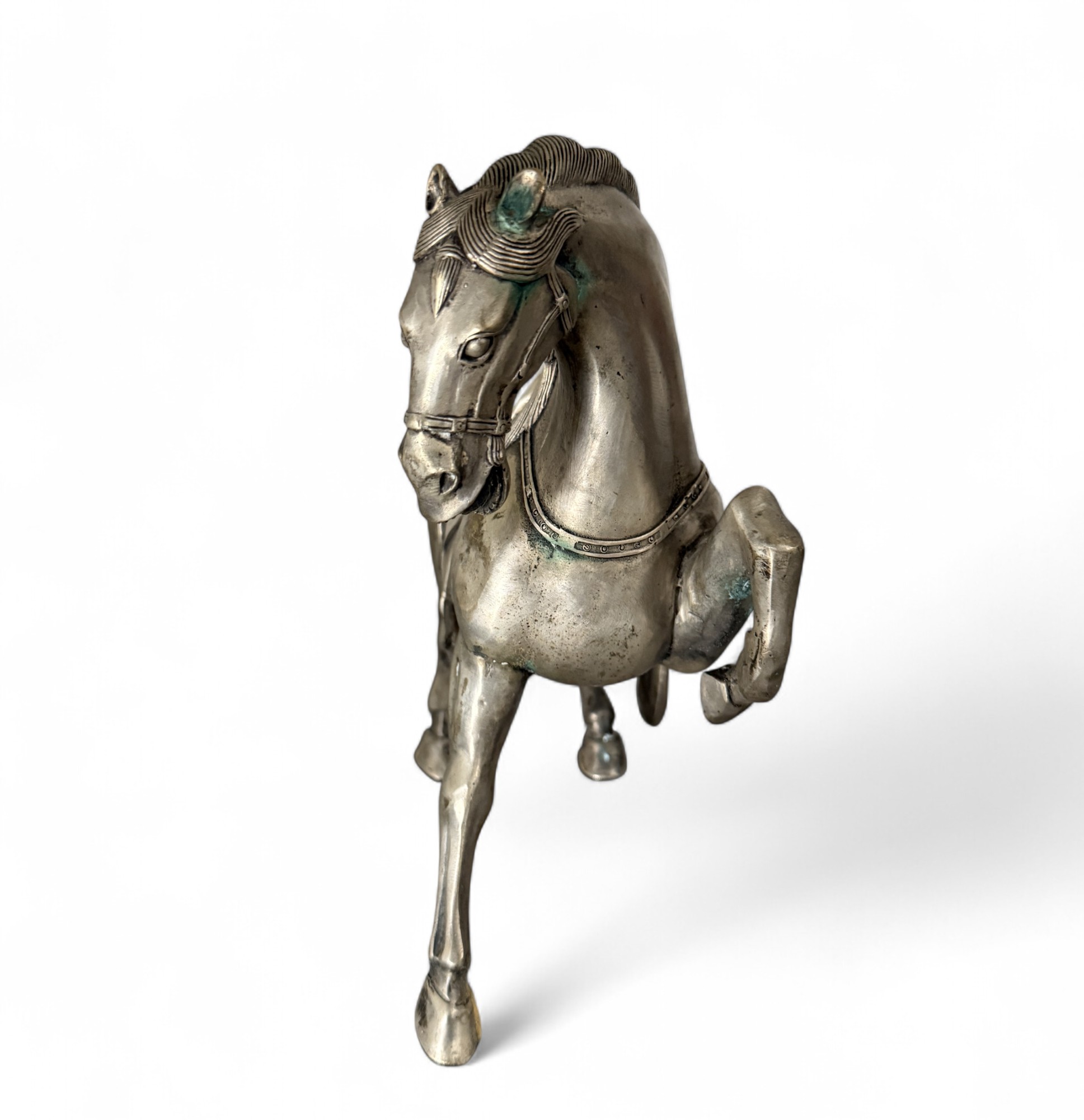 Chinesisches Tang Pferd – Bronze Replikat mit Grünspan & Patina, 21 cm