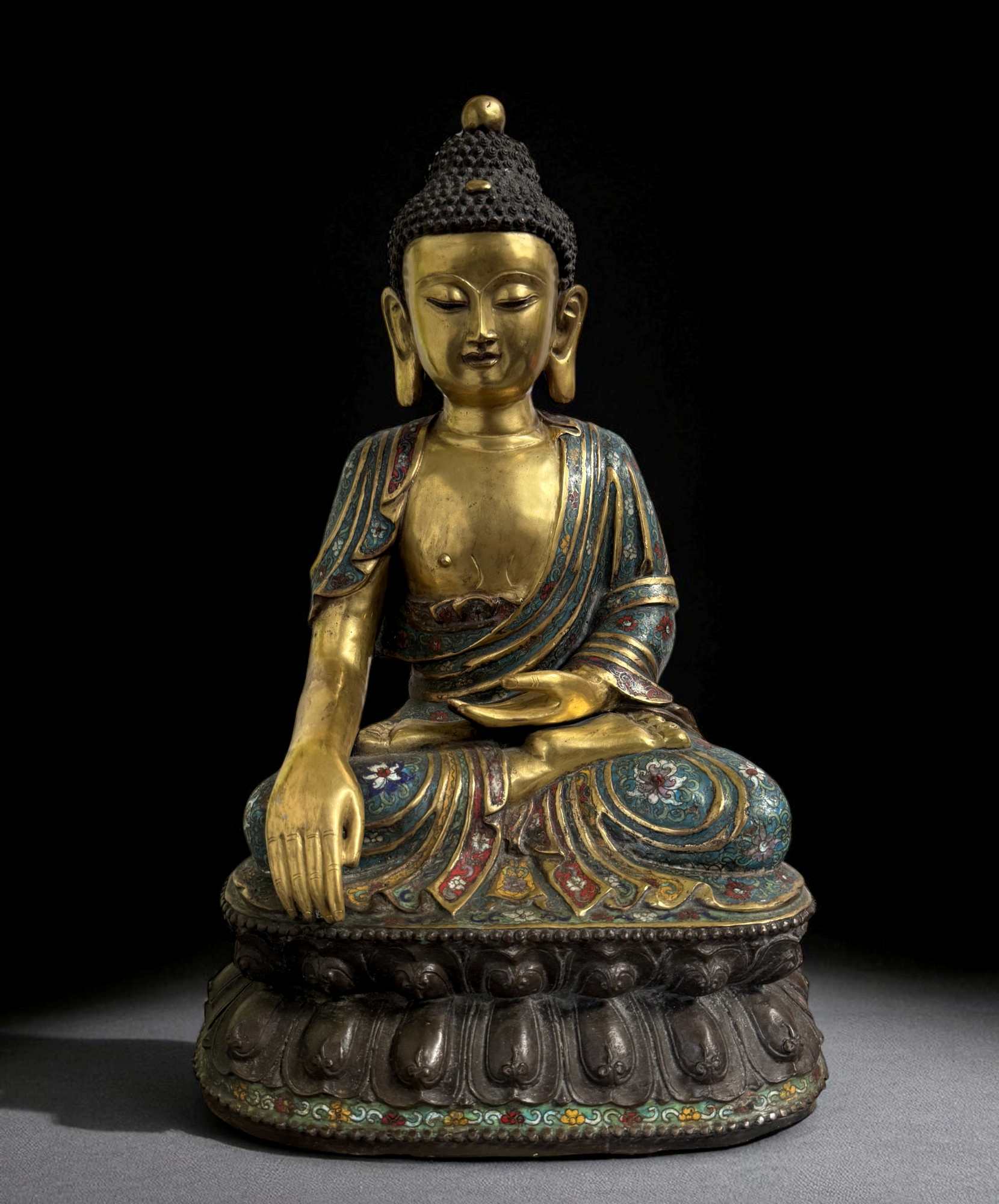 Buddha Figur Bronze Cloisonne Skulptur 50 cm groß