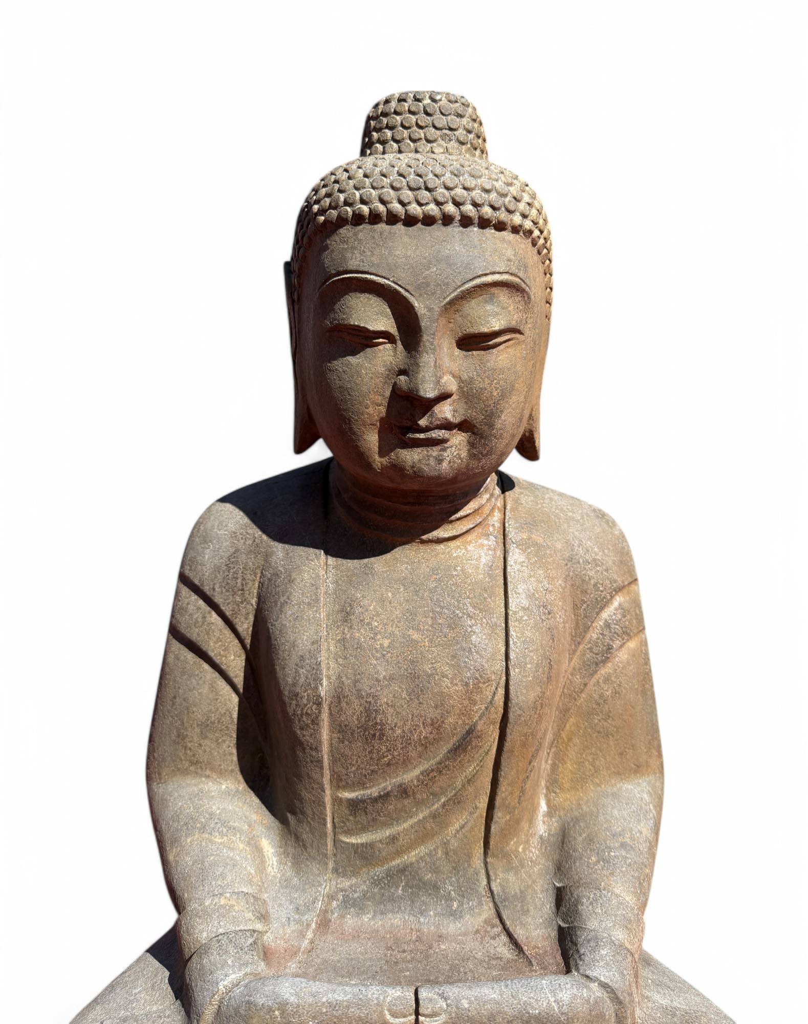 Garten Buddha Statue Naturstein Figur Meditations Geste