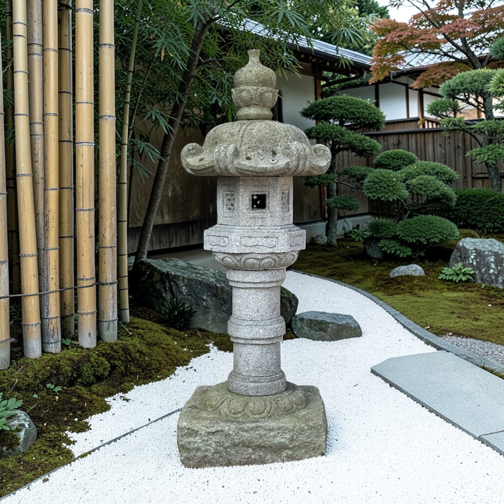 Japan Garten Pagode Steinlaterne aus Granitstein 158 cm groß