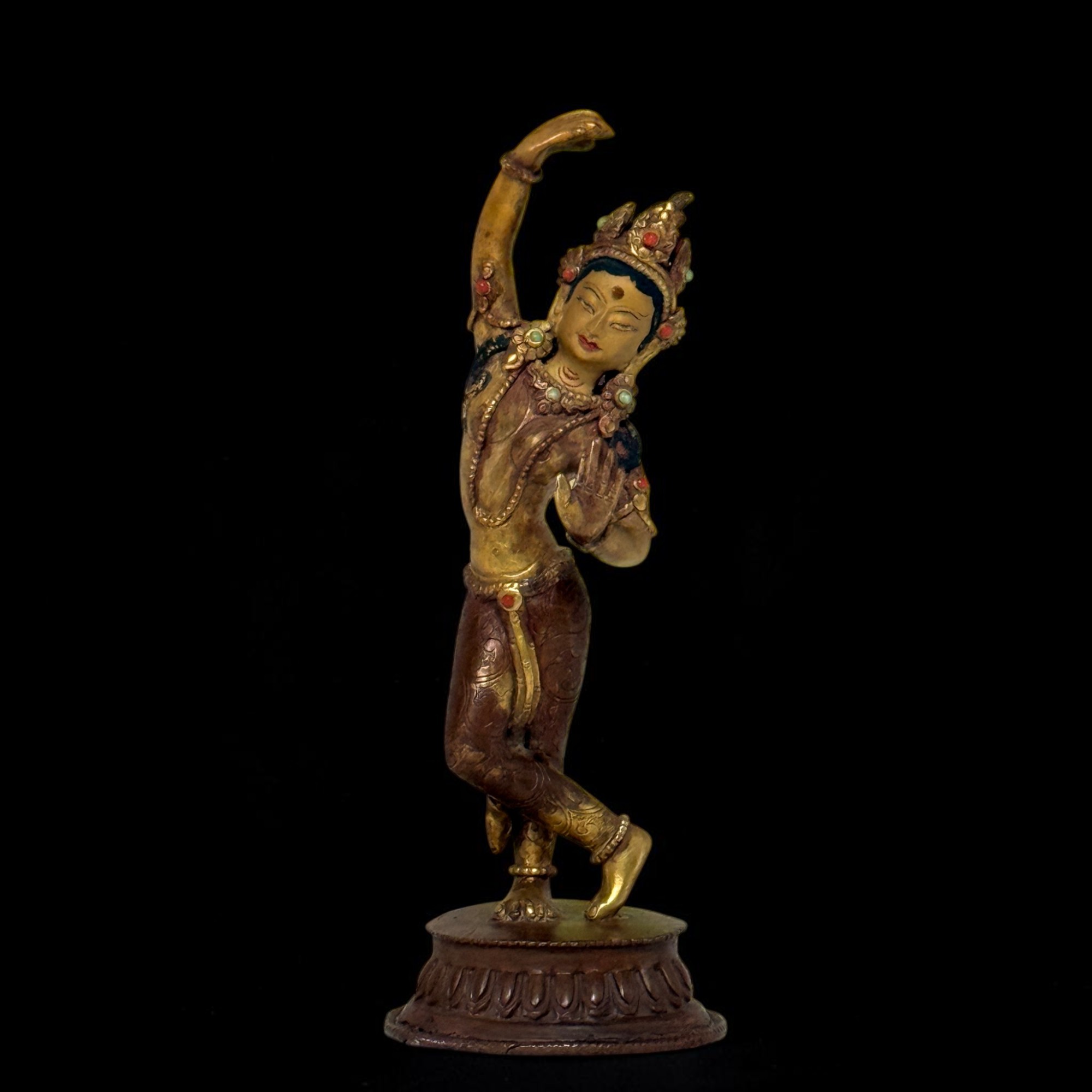 Mayadevi Figur Bronze feuervergoldet Nepal Buddha Mutter Skulptur