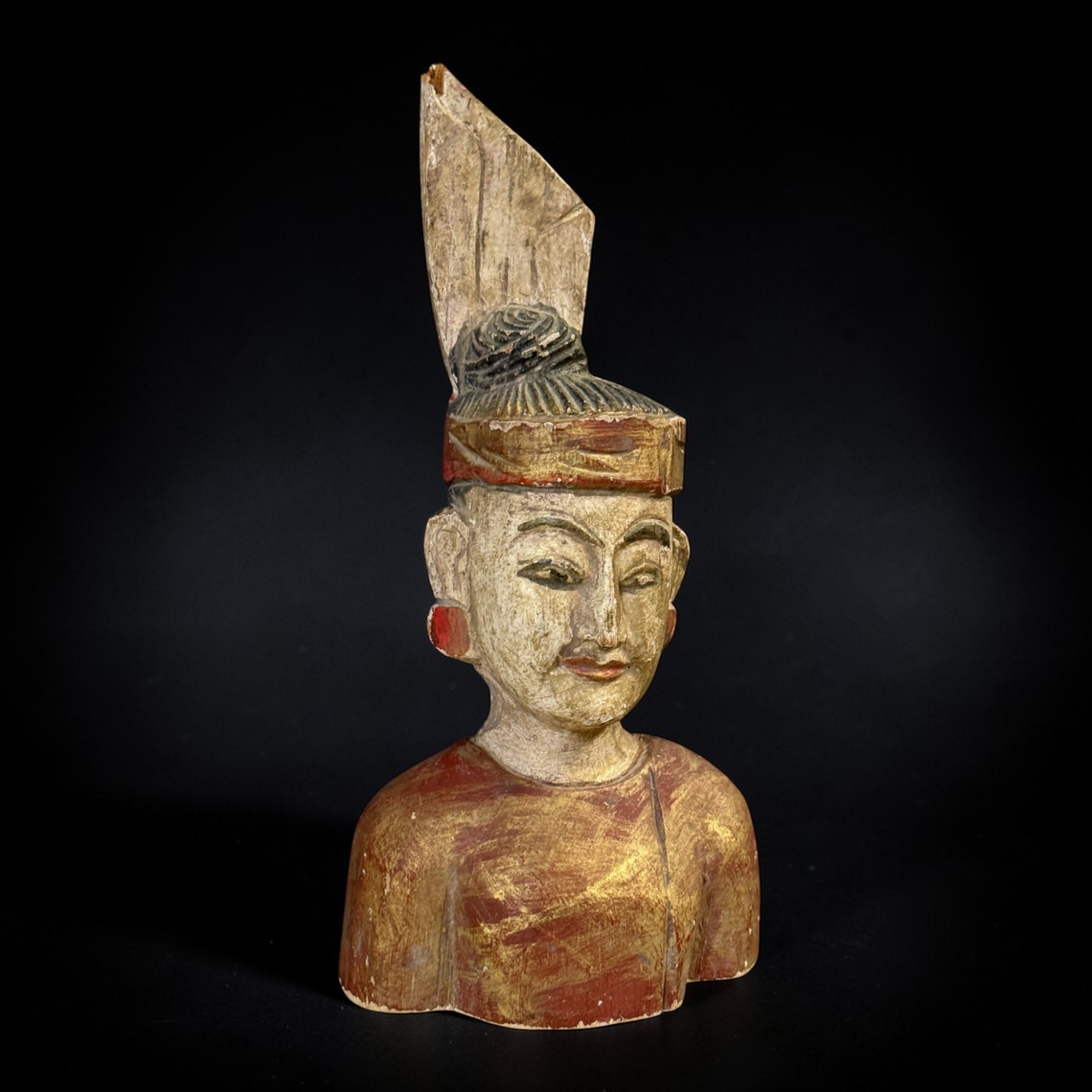 Alte birmanische Holzfigur Nat-Geist – Erlanger Sammlung – 24cm