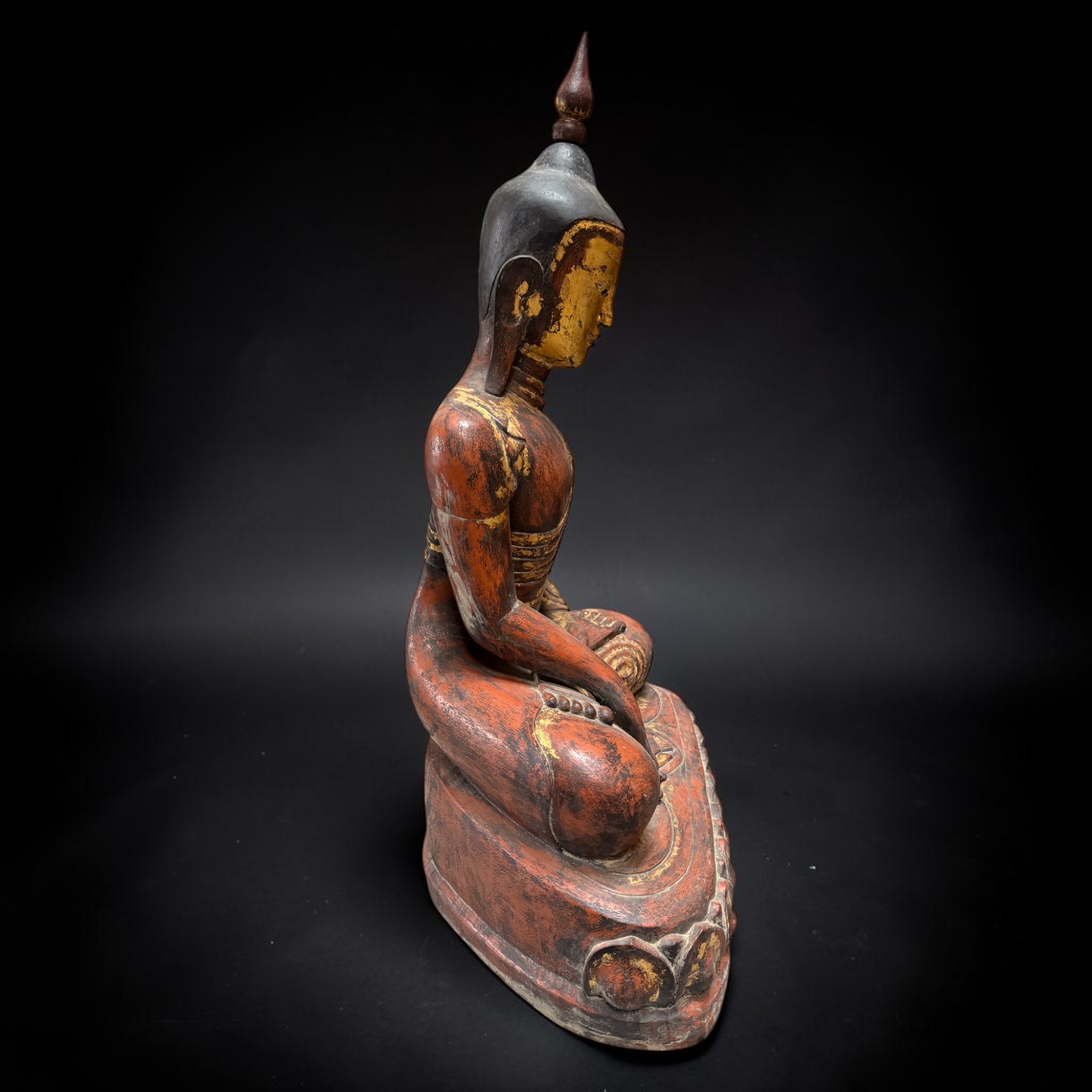 Monumentaler Shan Buddha 140cm – Lacquerware Unikat – Sammlerstück alt 18./19. Jh.