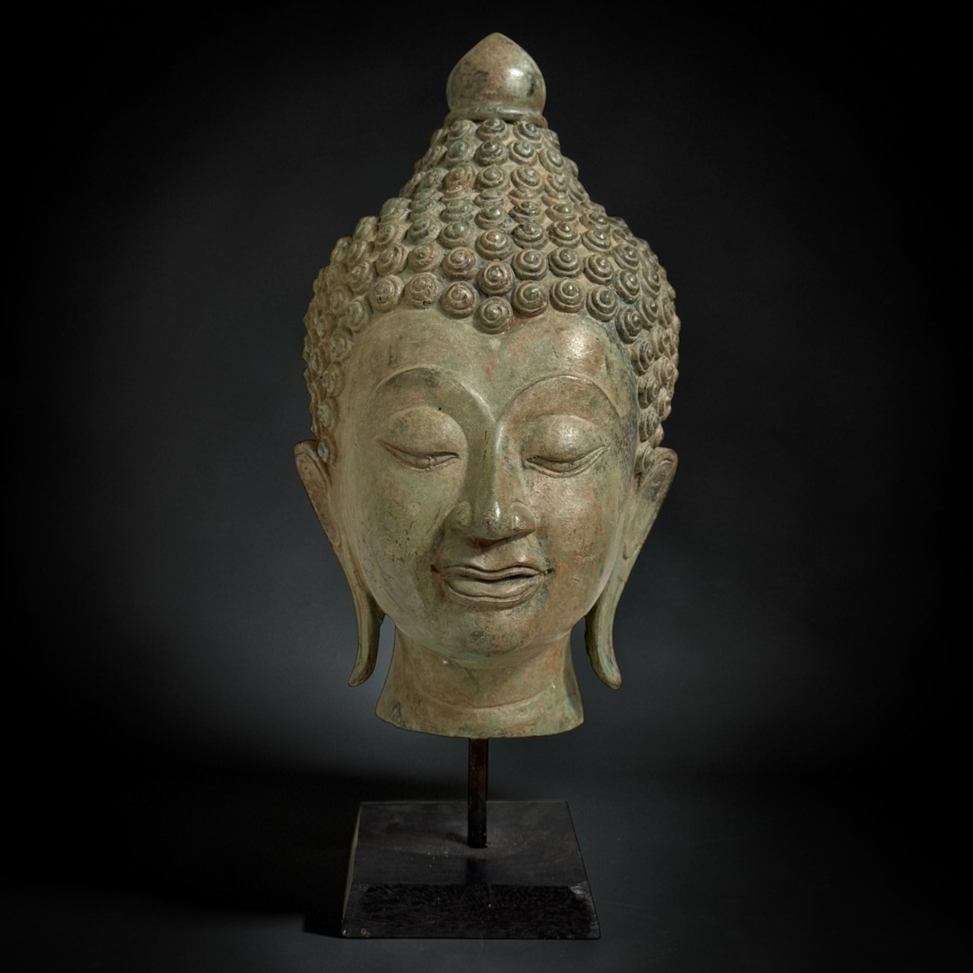 Thailand Buddha Kopf Bronze Skulptur 34 cm groß