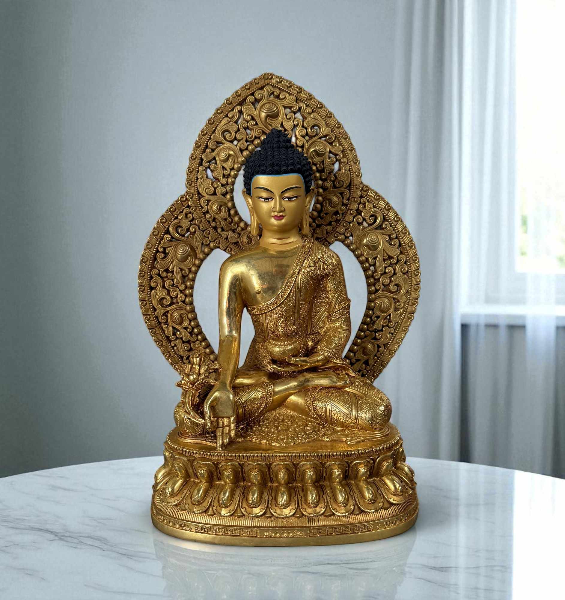 Medizin Buddha Figur Bronze Tibet China - 34 cm groß