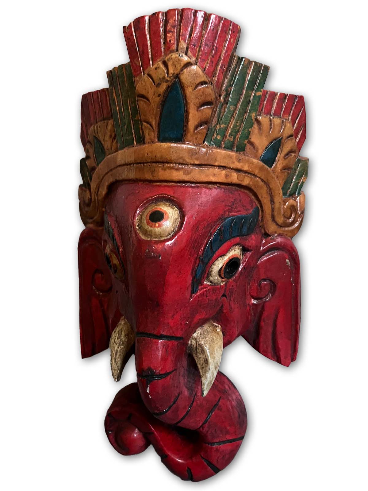 Ganesha Figur Holz Wandmaske Indien