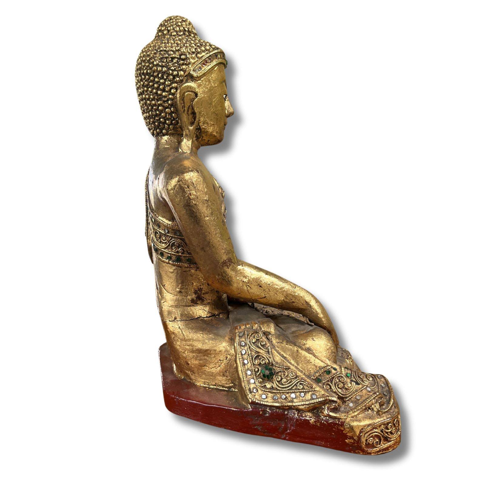 Holz Buddha Statue Thailand blattvergoldet 44,5cm