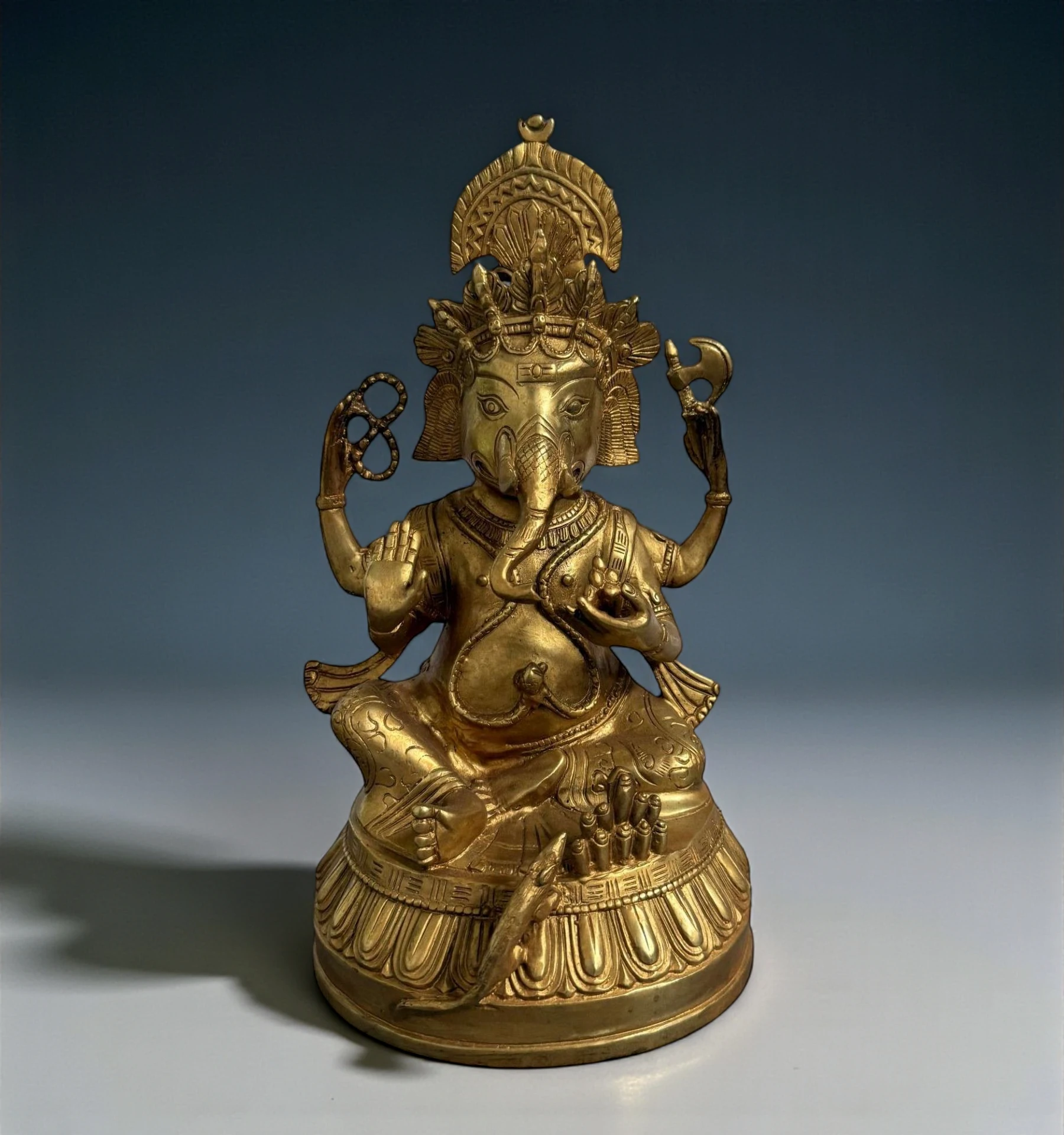 Bronze Ganesha Figur – Elefantengott des Wohlstands & der Weisheit, 26 cm