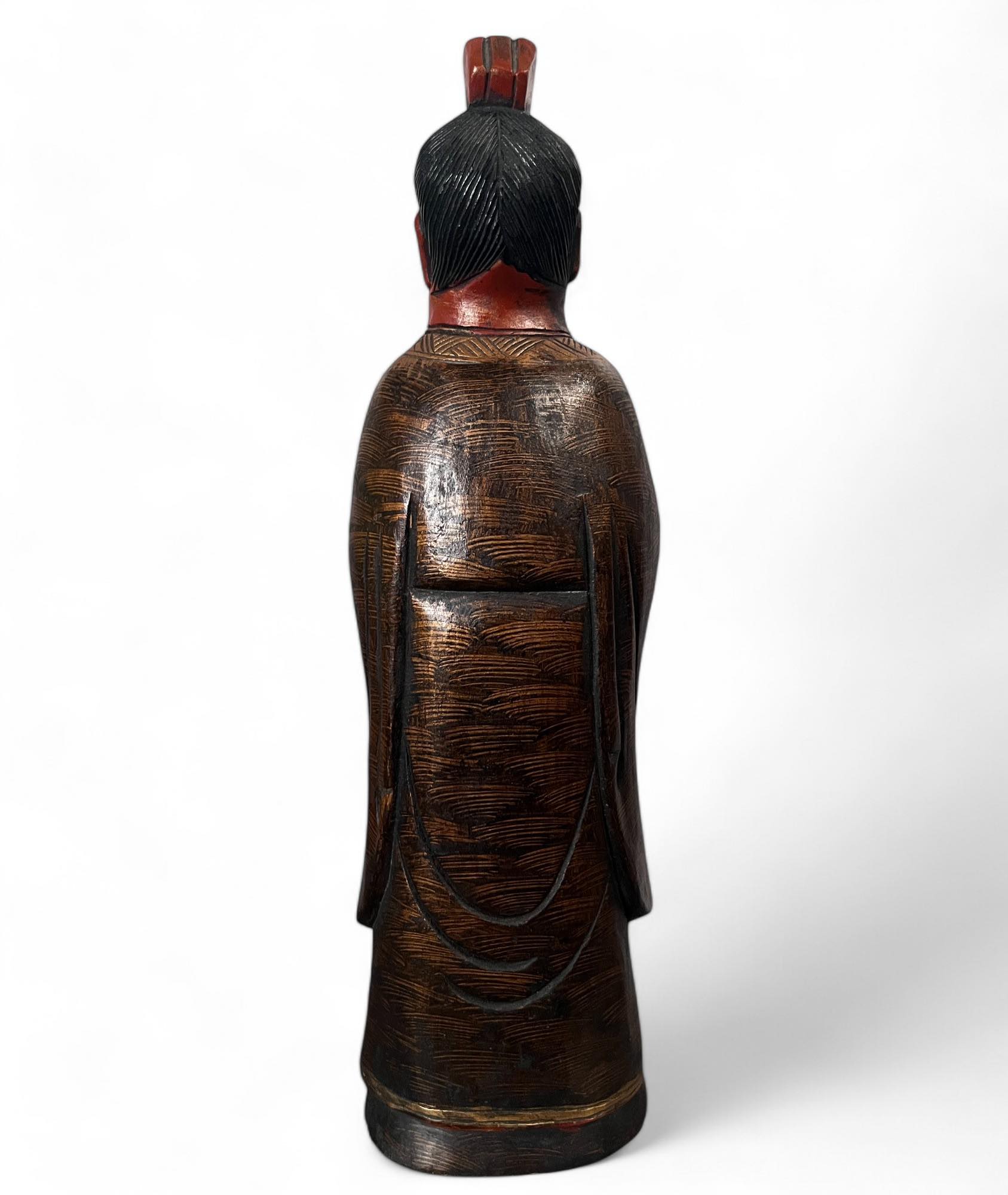Konfuzius Figur China Holz Skulptur - 46 cm groß