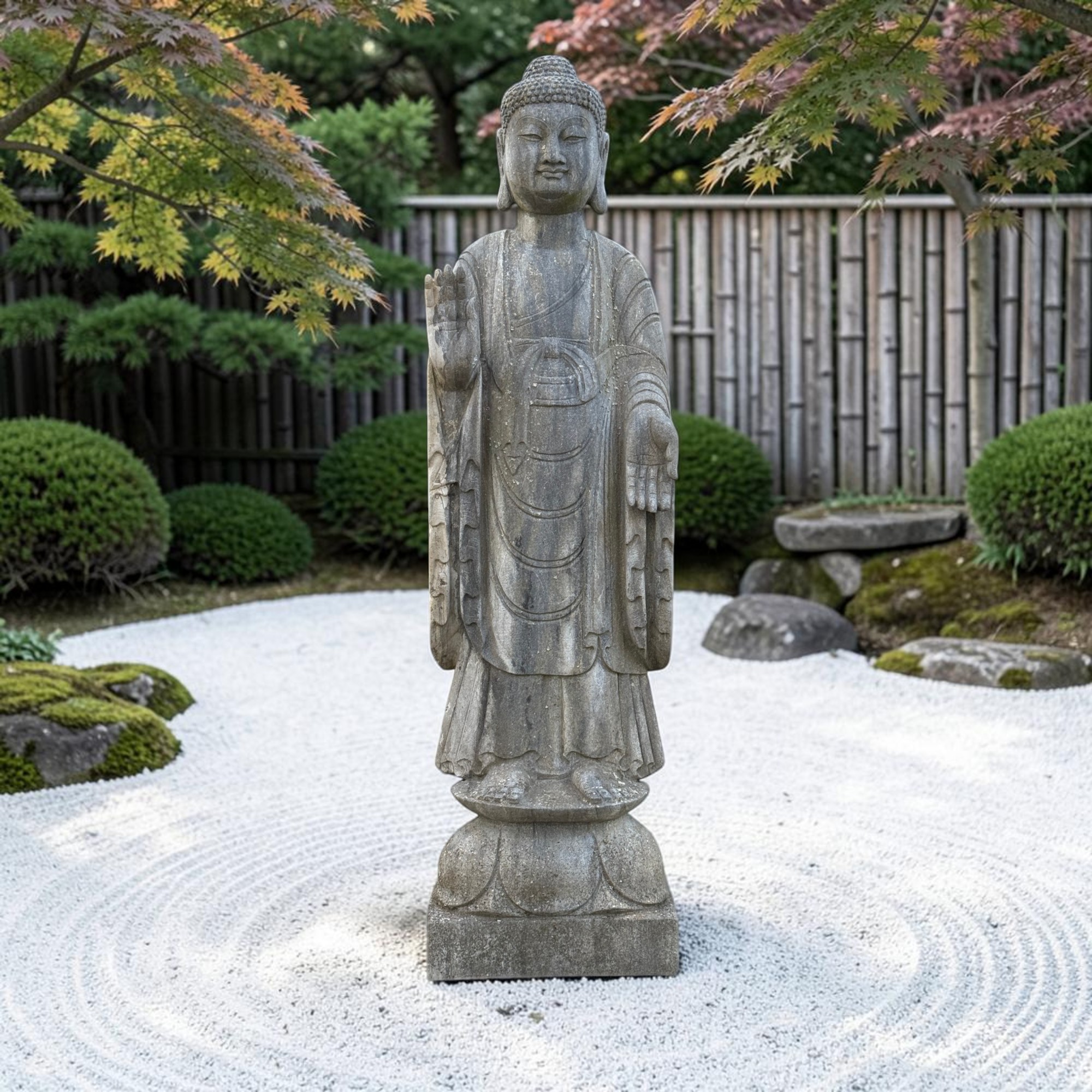 Alte Naturstein Buddha Statue für den Garten Steinskulptur