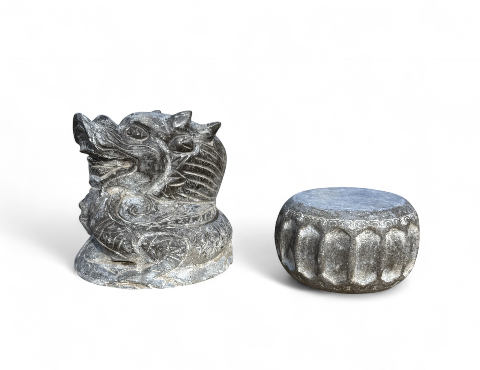 Chinesischer Drachen Wächter – Naturstein Gartenfigur für Schutz & Glück