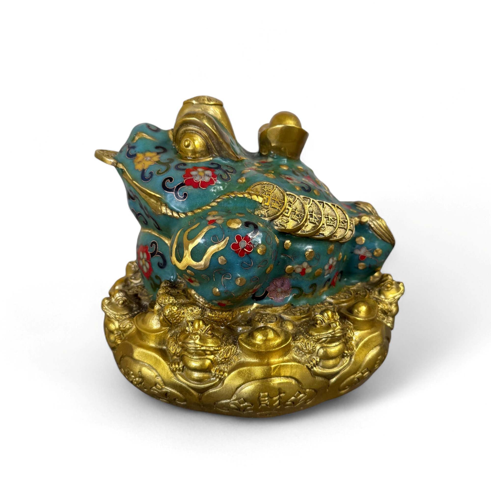Geldfrosch Geldkröte Bronze Cloisonne chinesische Skulptur