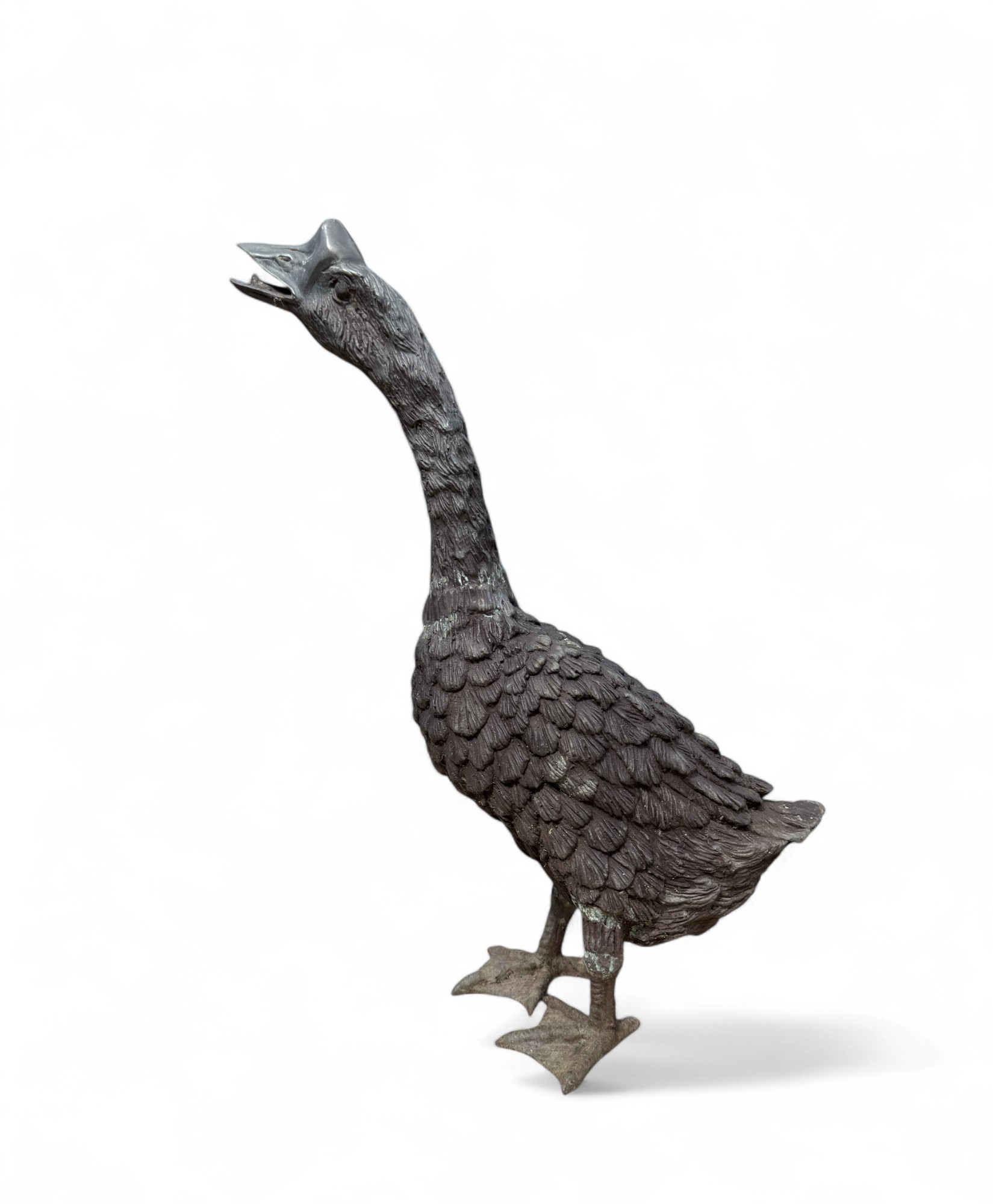 Bronze Gans Figur – Asiatische Garten Skulptur ca. 50 Jahre alt