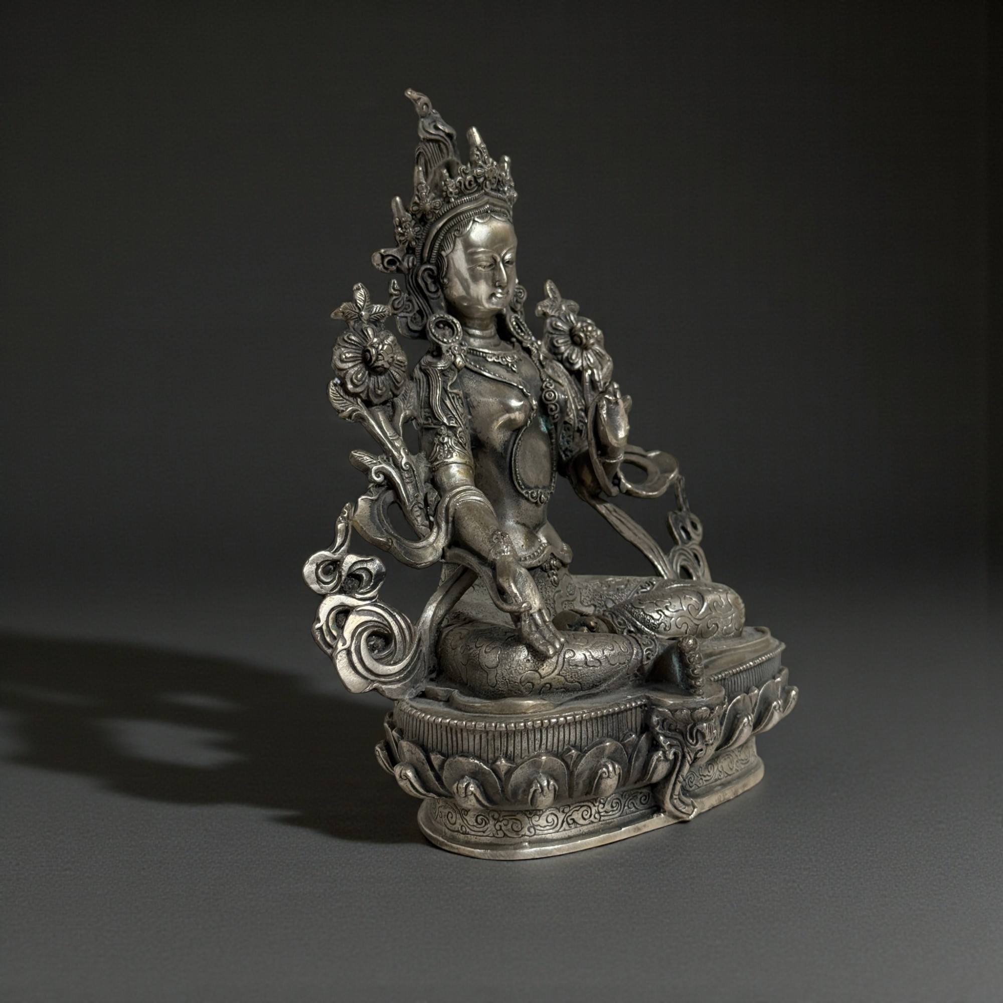 Grüne Tara Bronze Buddhafigur Tibet China Bodhisattva Sammlerstück