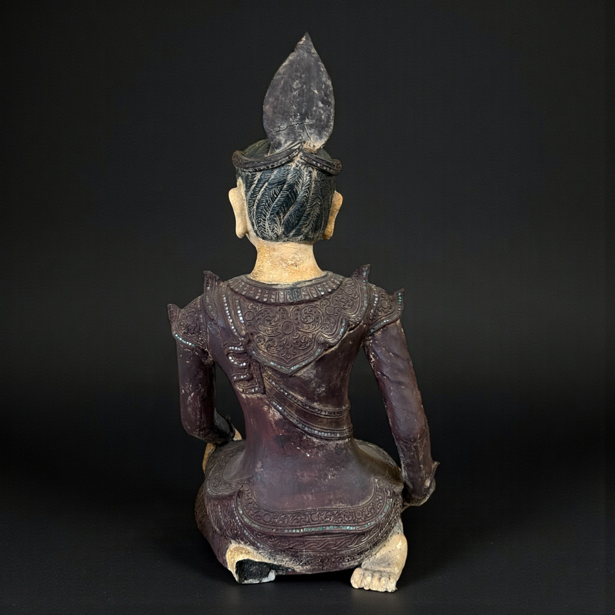 Tempeldiener Skulptur birmanisches Sammlerstück - 86 cm