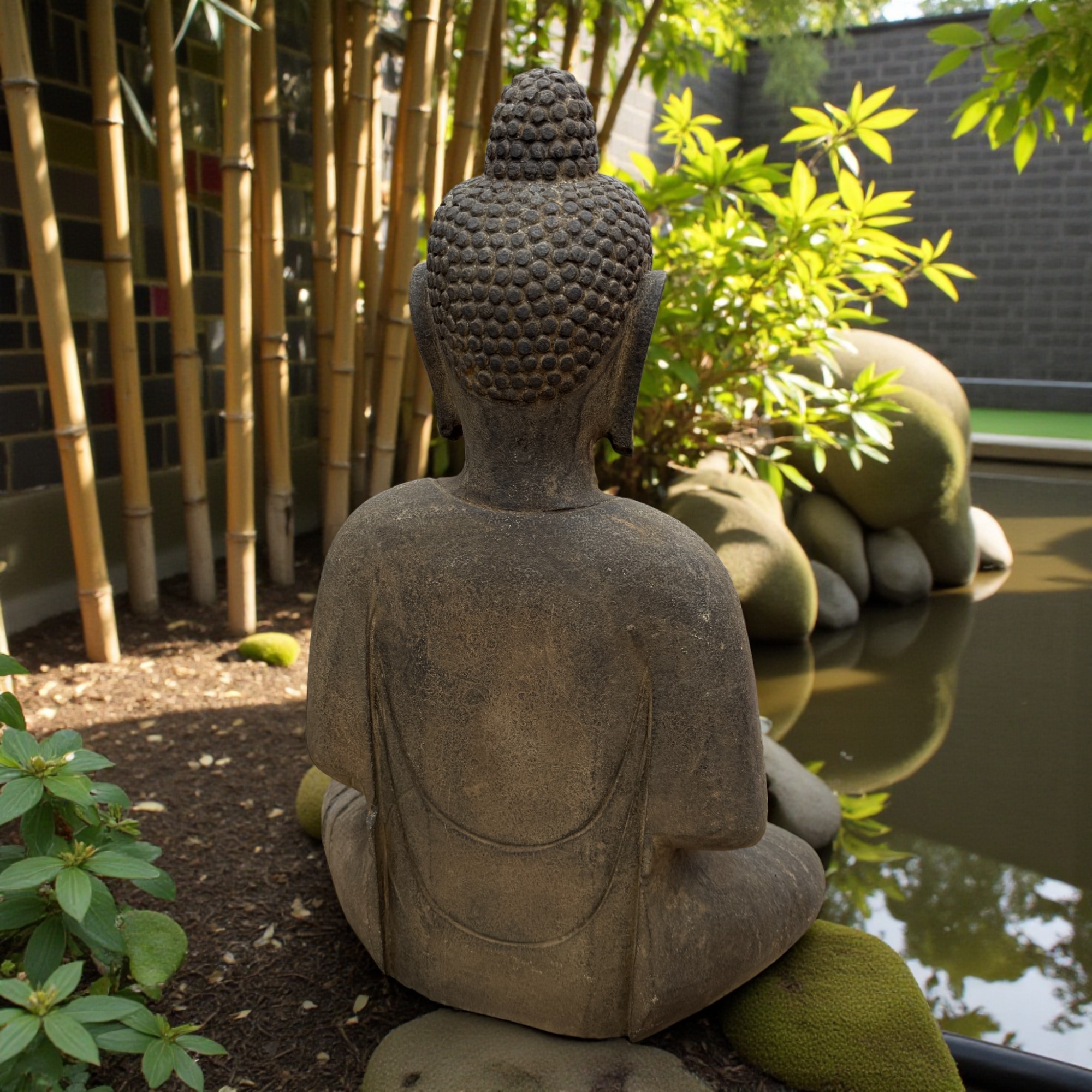 Stein Buddha Figur Garten Statue Naturstein - meditierend