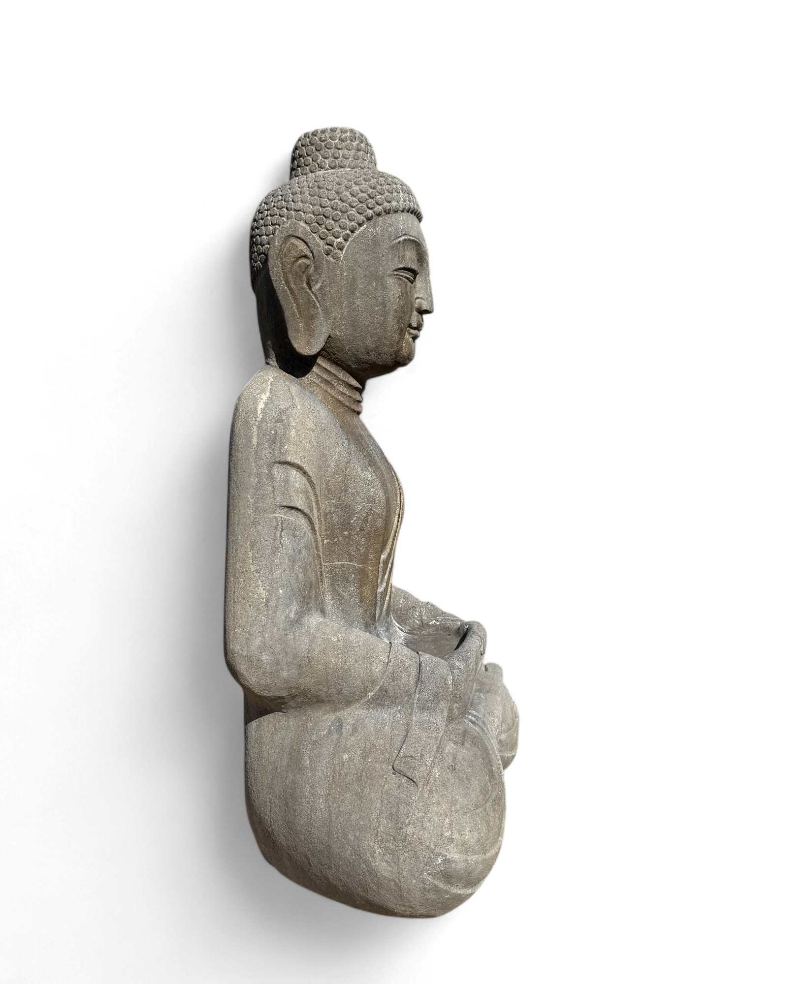 Garten Buddha Statue Naturstein Figur Meditations Geste