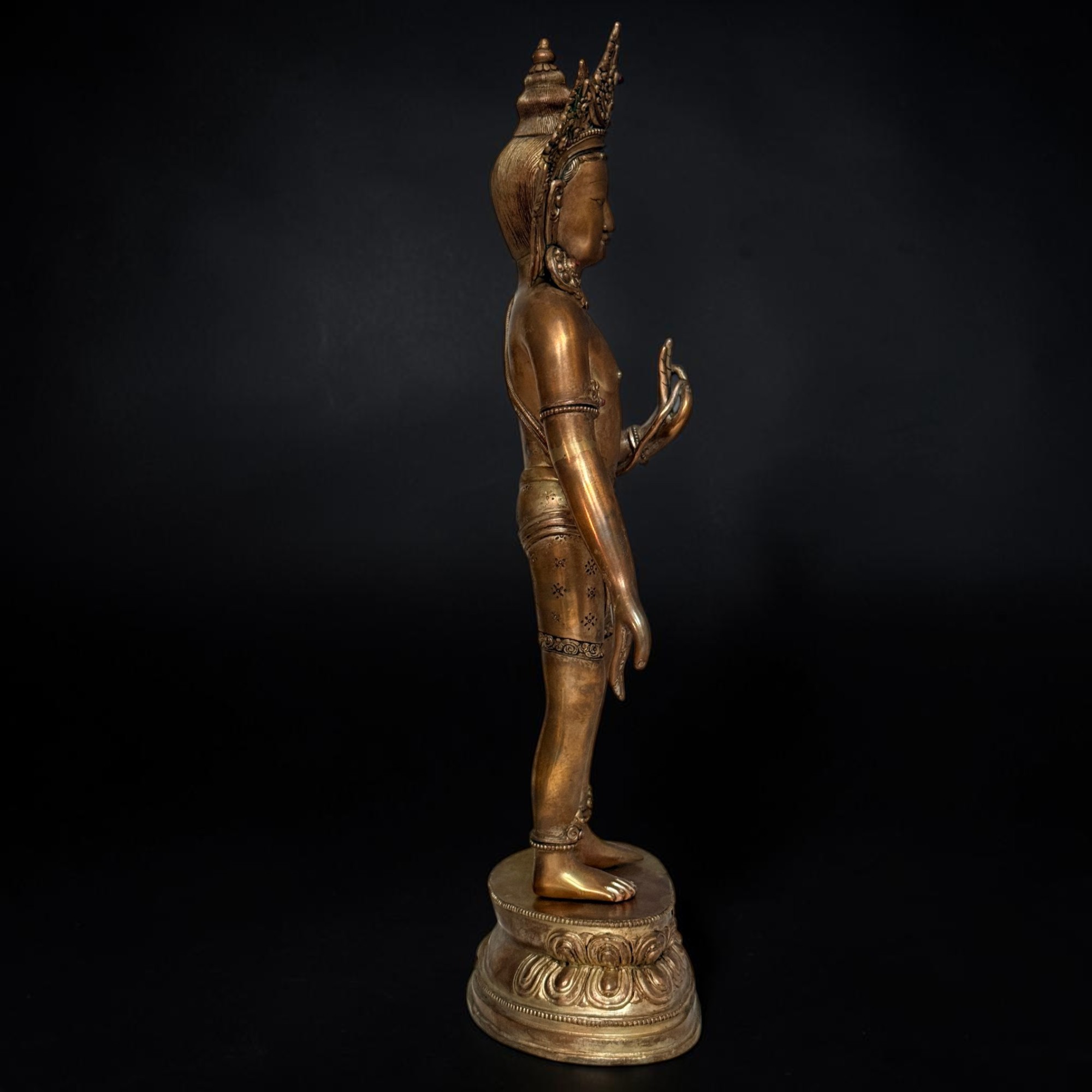 Padmapani Kupfer Bronze Statue Nepal Skulptur 53 cm groß