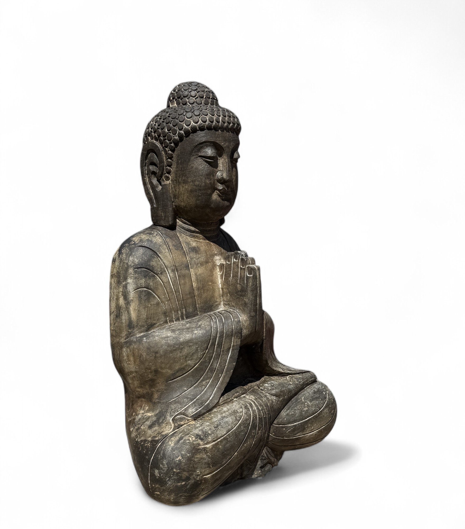 Buddha Garten Statue Naturstein Namaskar Mudra 81cm