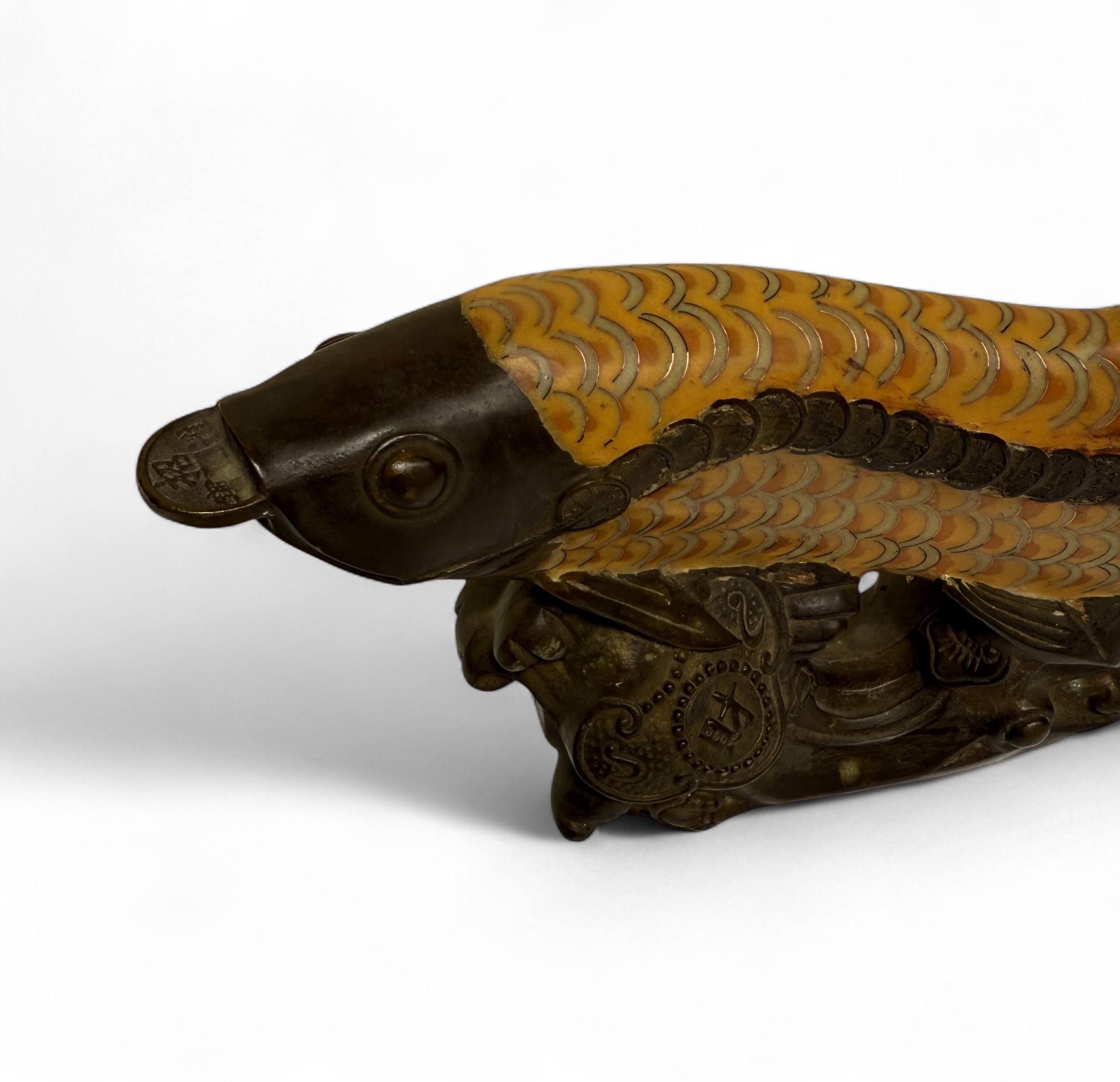 Koifisch Bronze Skulptur Cloisonne Figur Reichtumssymbol
