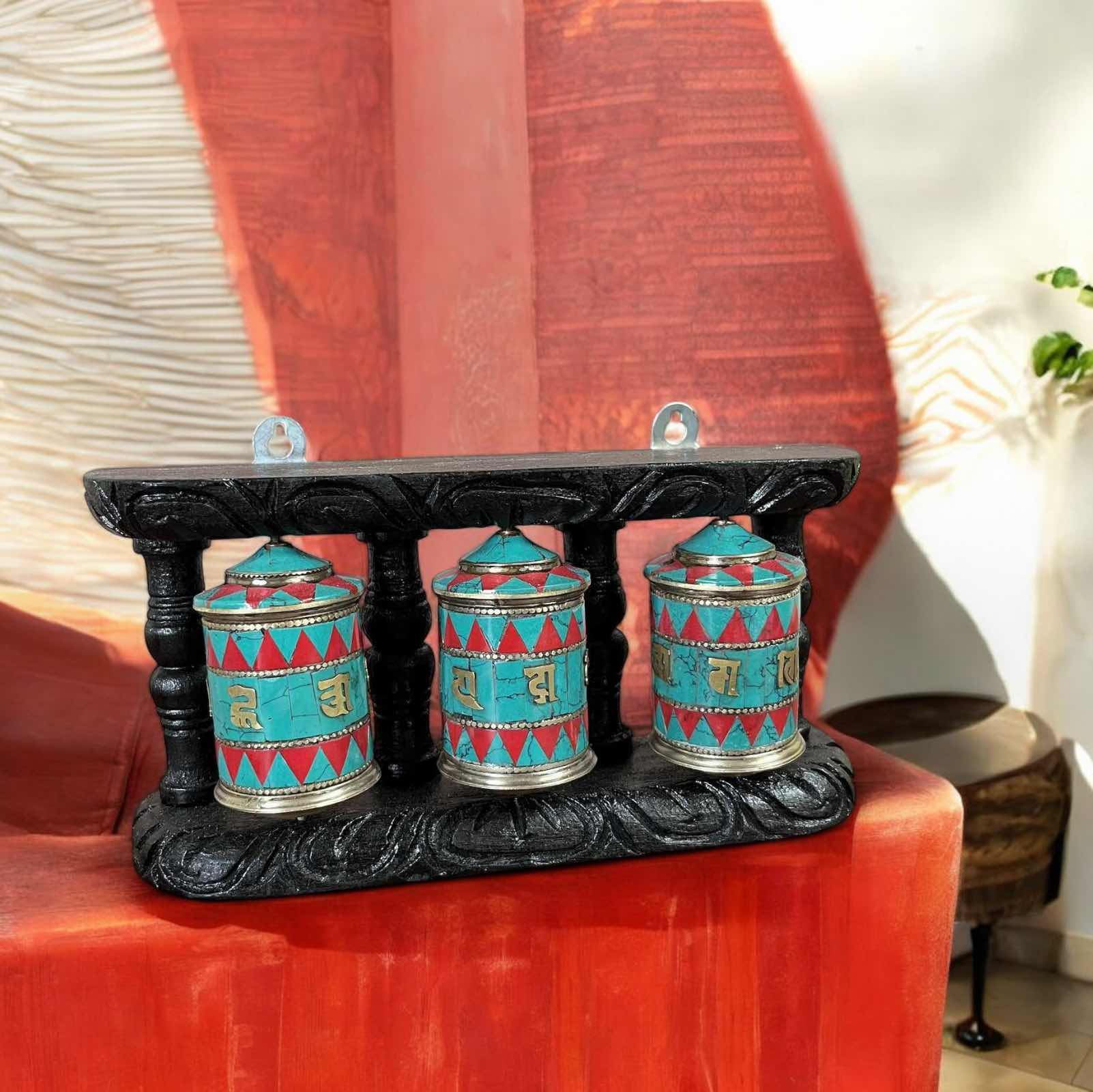 Gebetsmühle Tibet Buddhismus Türkis & Schaumkoralle Gebetsmühle Tibet Buddhismus Türkis & Schaumkoralle