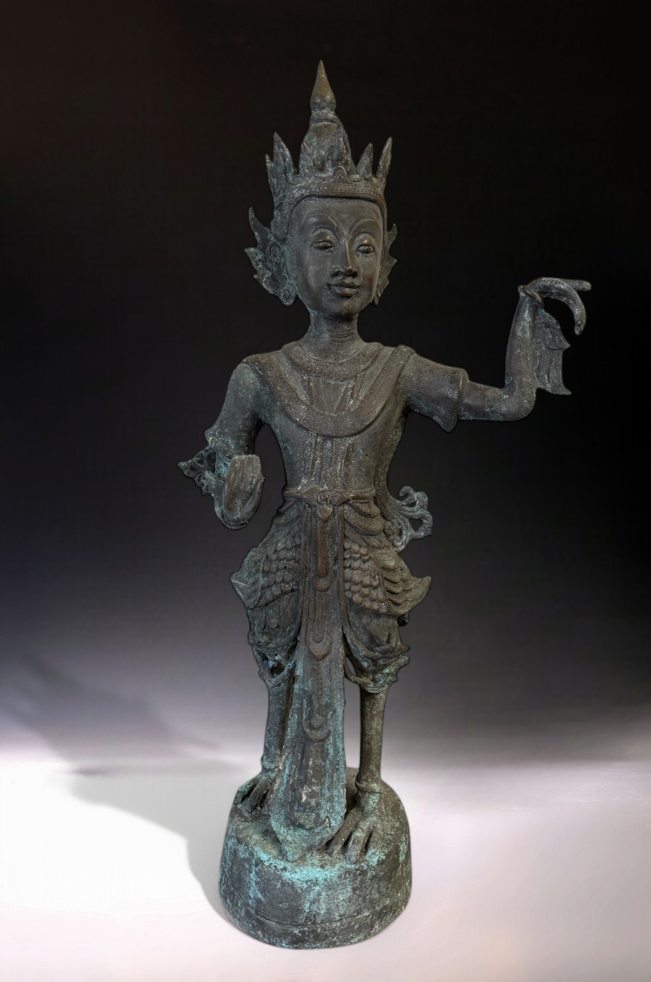 Kinnara Bronze Skulptur Burma Figur 77 cm groß