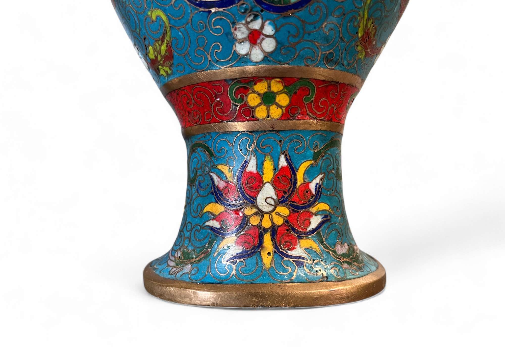China Cloisonne Vase Bronze mit Markung
