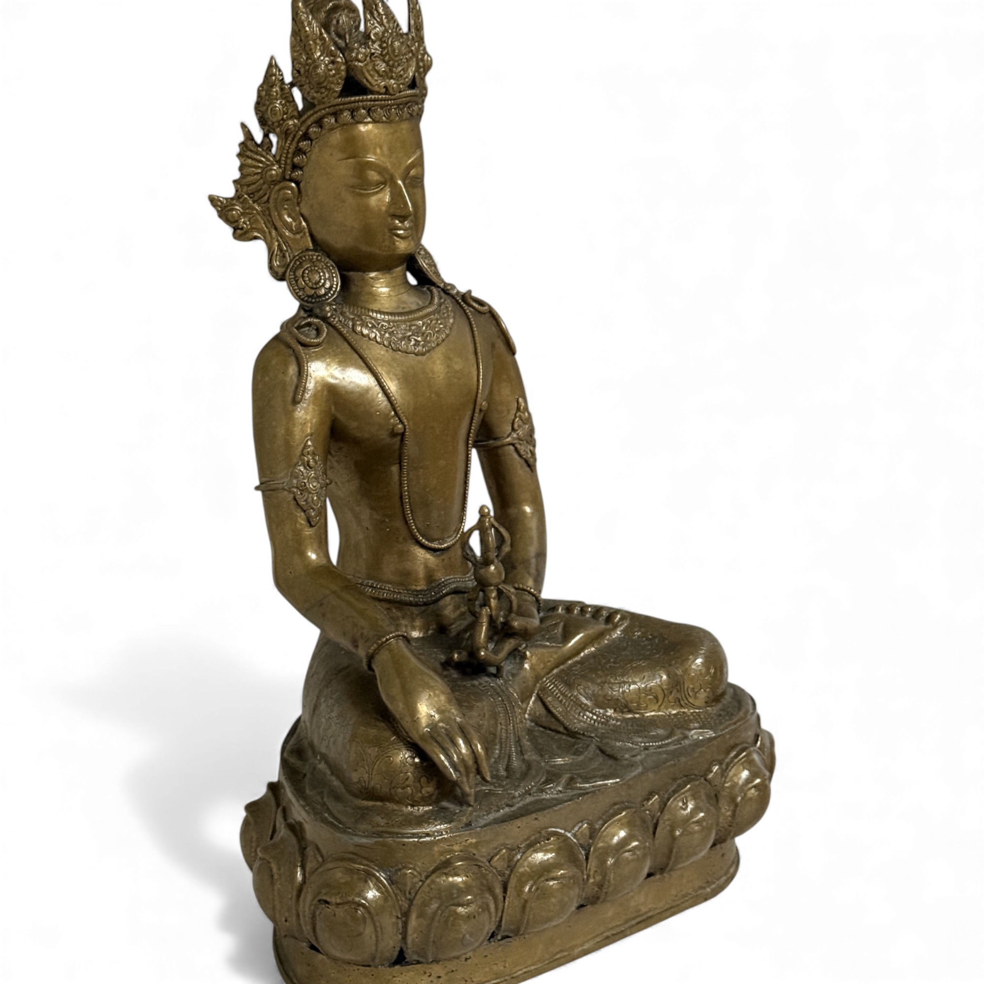 Tibet Buddha Skulptur aus Bronze mit Dorje