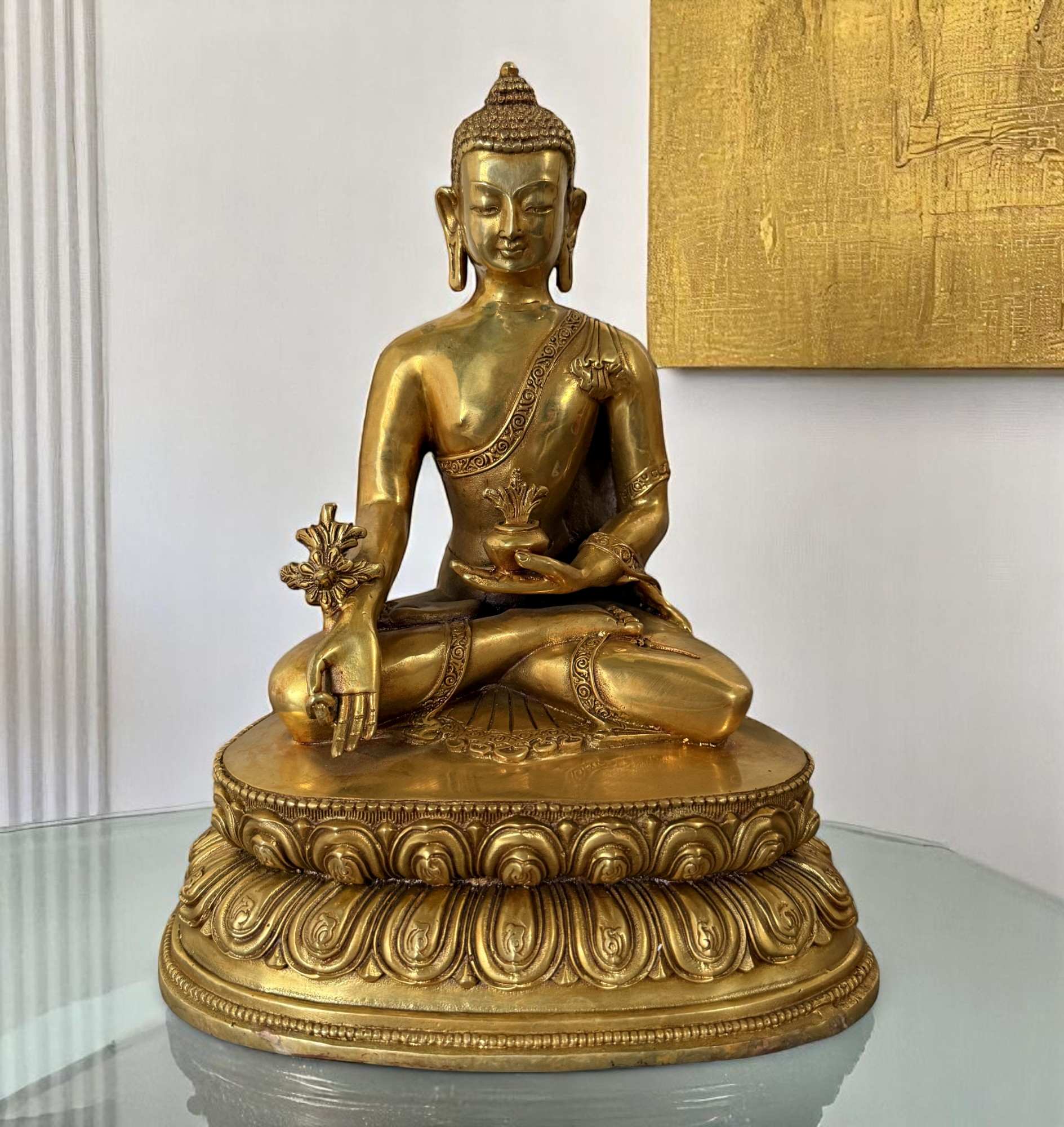 Medizin Buddha Figur Bronze Tibet China - 28,5 cm groß