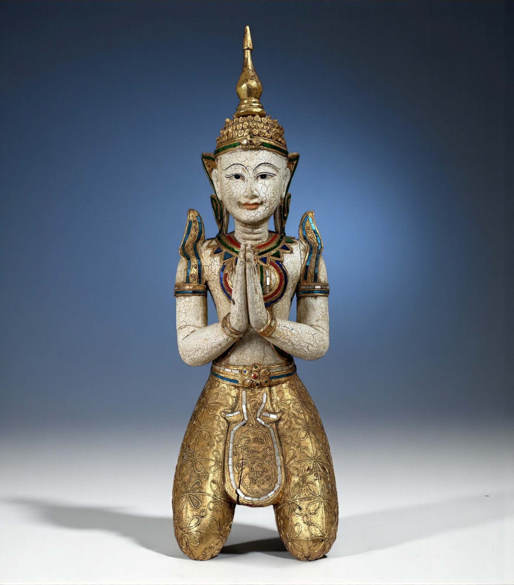 Thailändischer Tempelwächter mit Blattgold - 77 cm Thailändischer Tempelwächter mit Blattgold - 77 cm
