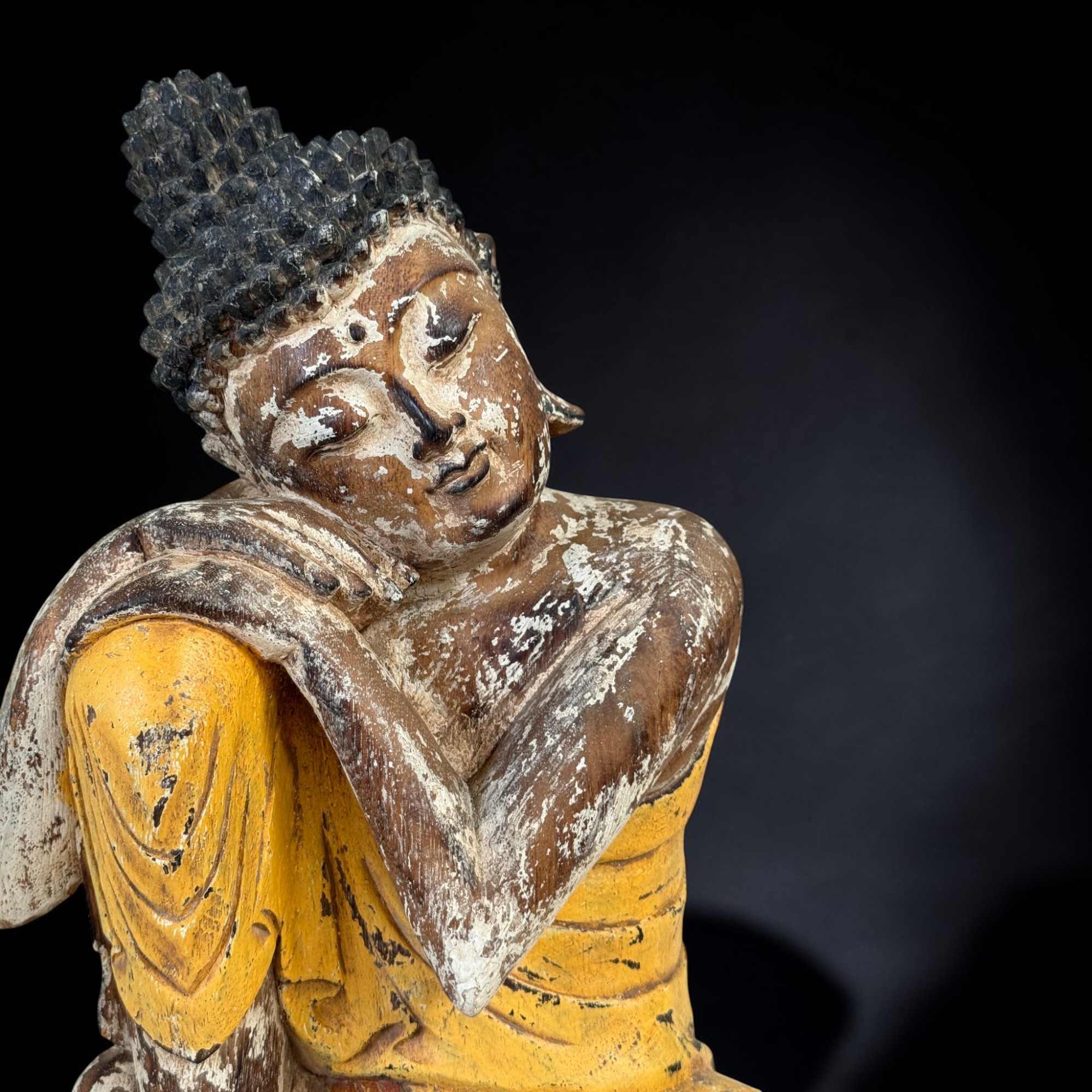 Ruhende Holz Buddha Figur - Relax - 40 cm groß