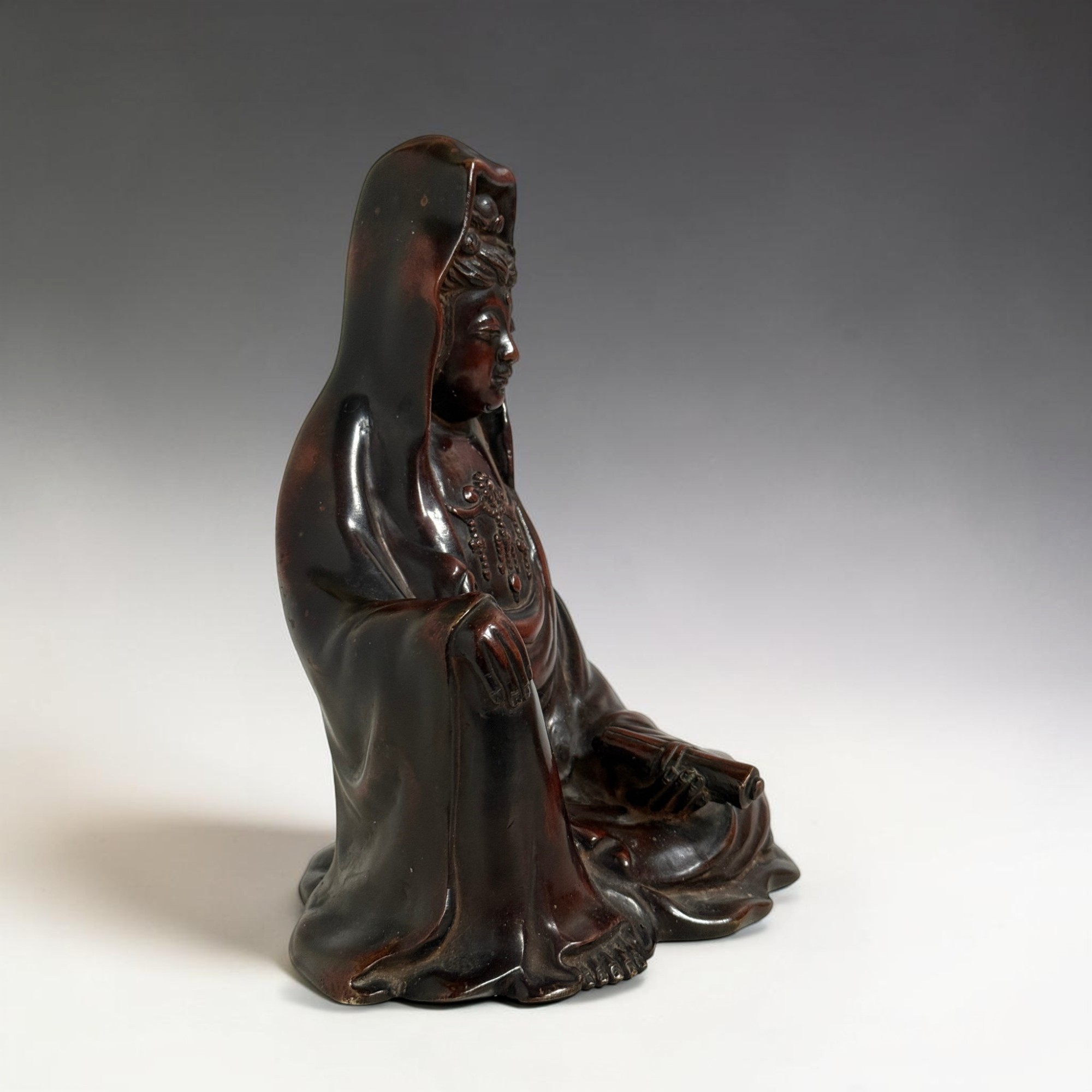 Alte Japan Kannon Bronze Figur – Signiert „Seiko“ – 19. Jhdt. – 2,9 kg – 22,5 cm