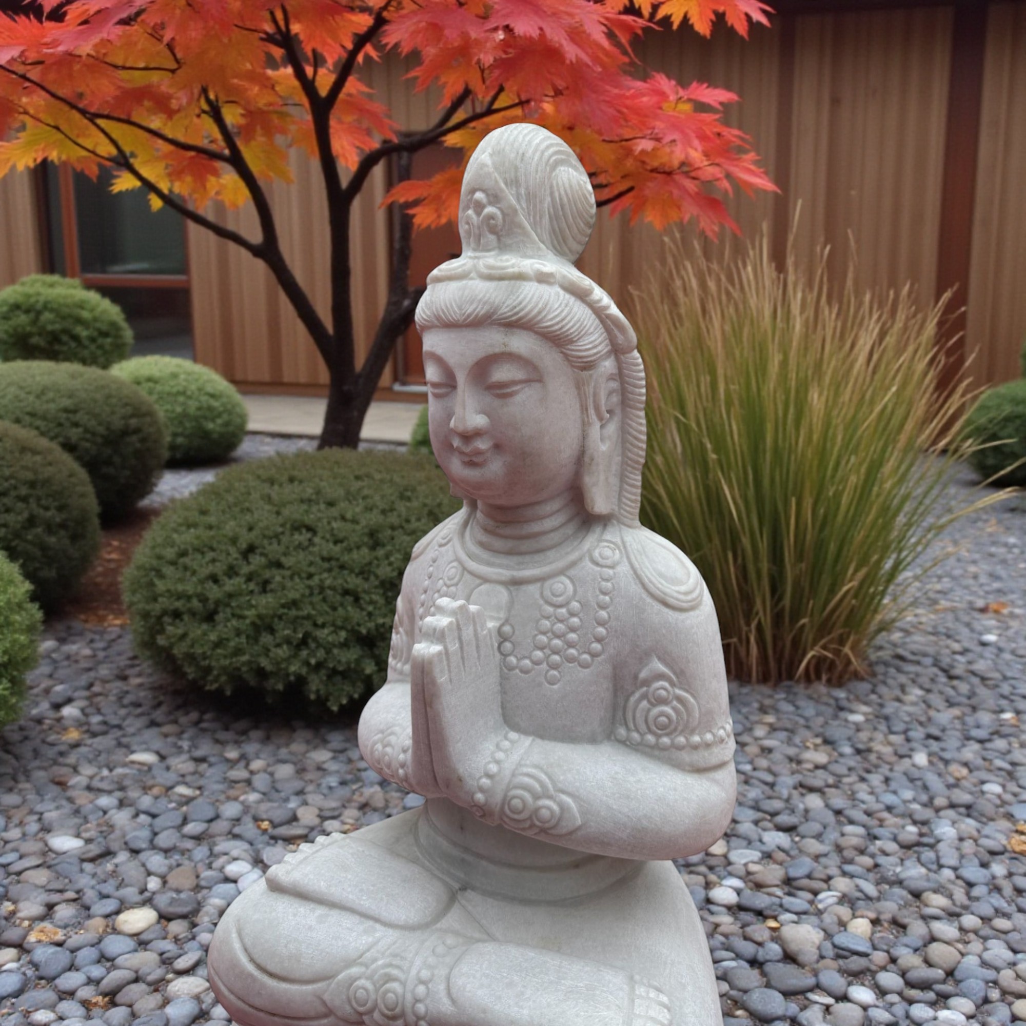 Guanyin Garten Buddha Skulptur Marmor Stein 65cm groß