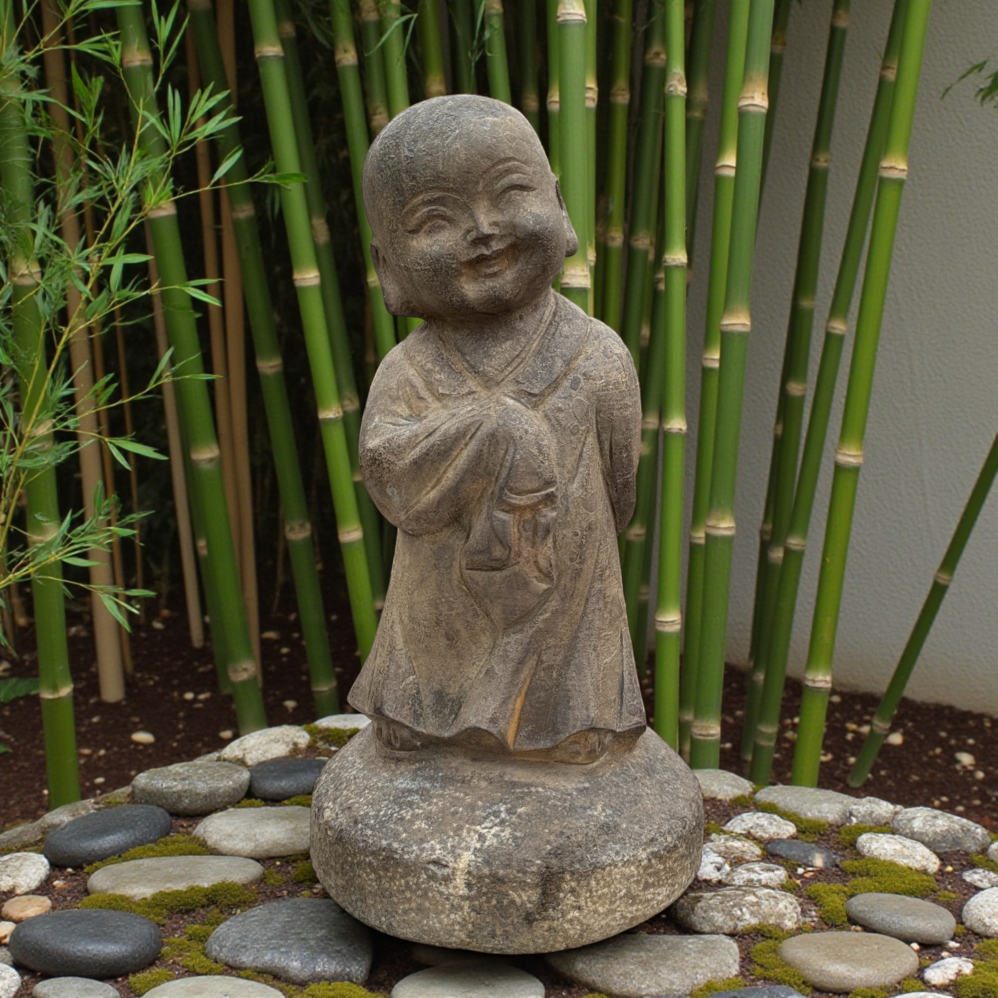 Garten Mönch Skulptur aus Naturstein - China - 40 cm groß