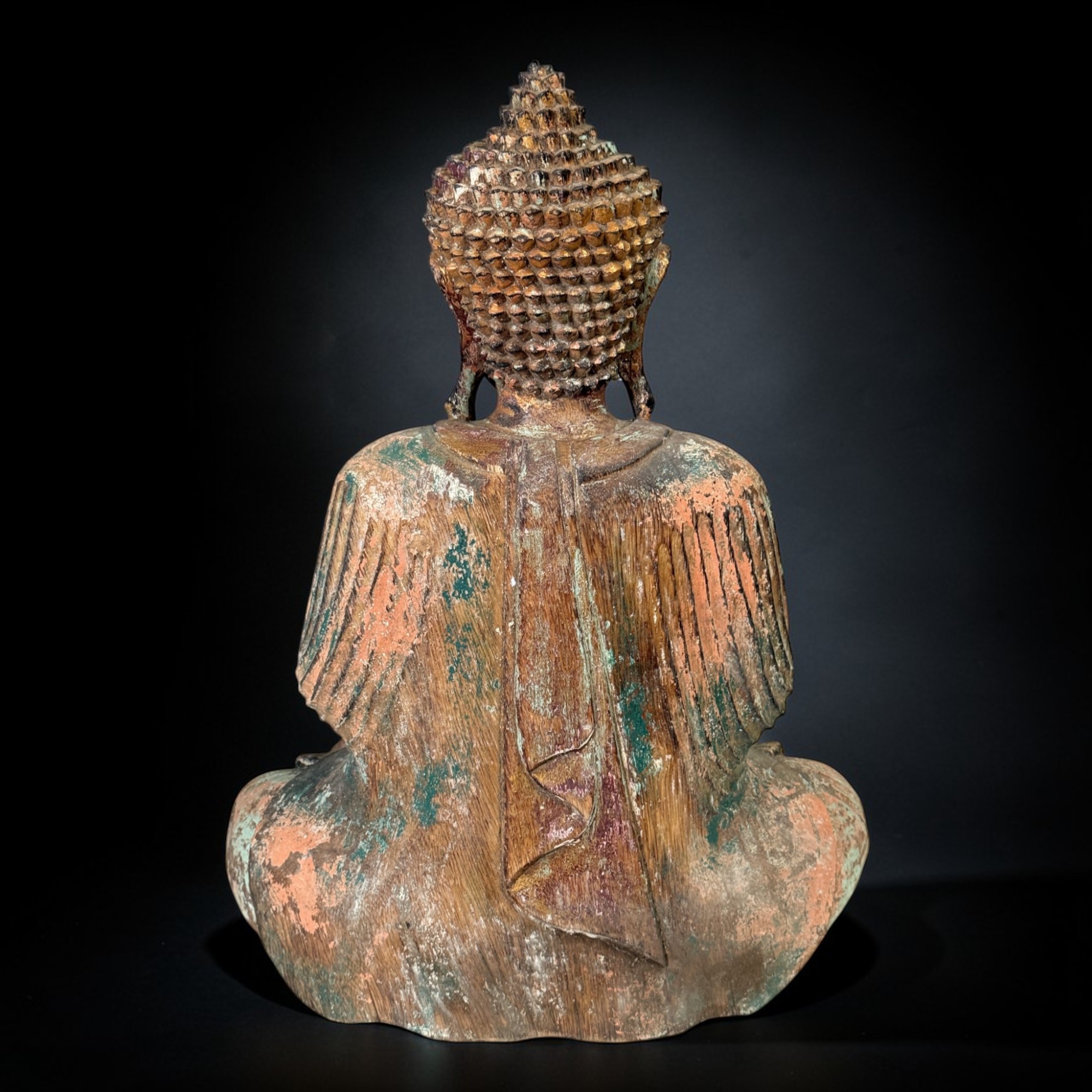 Sitzender Holz Buddha aus Indonesien – Lehrende Geste (Vitarka Mudra) – 52 cm