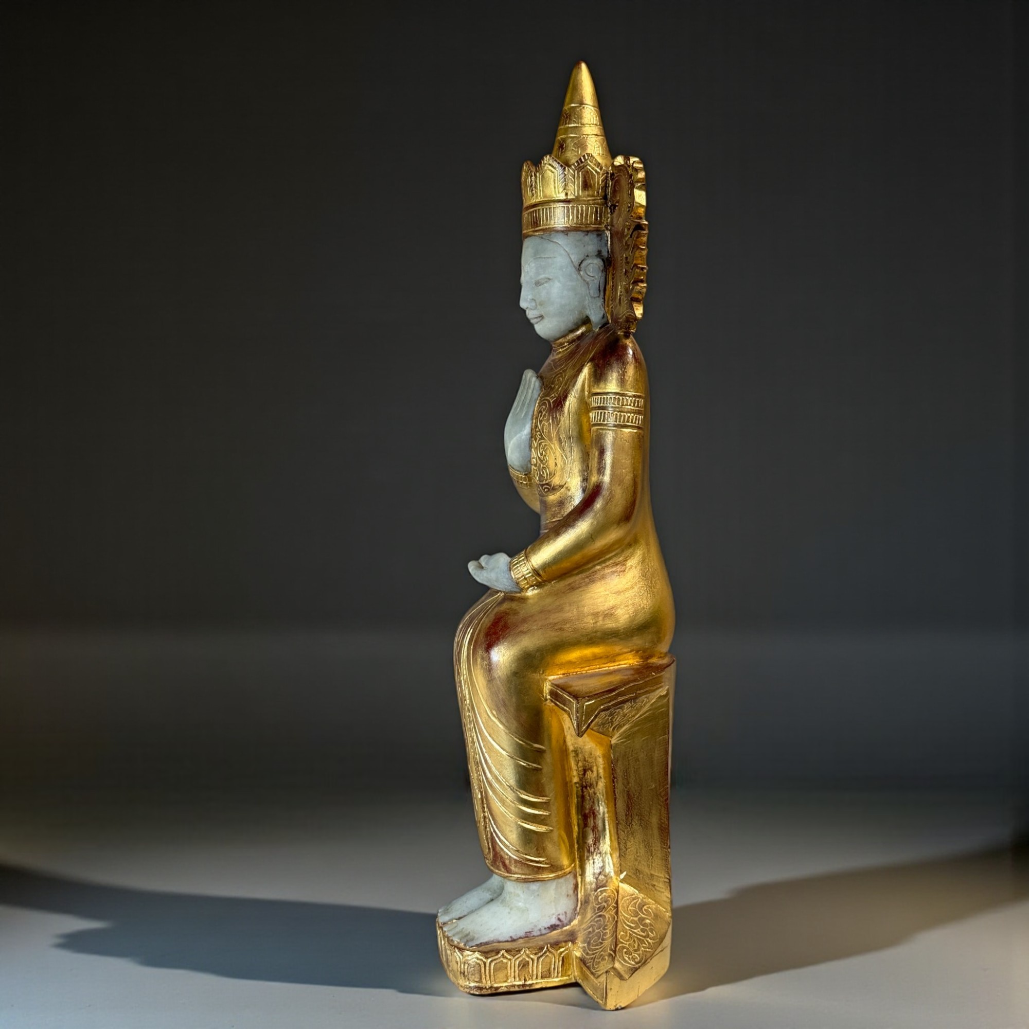 Burma Buddha Statue Alabaster Skulptur 89 cm groß