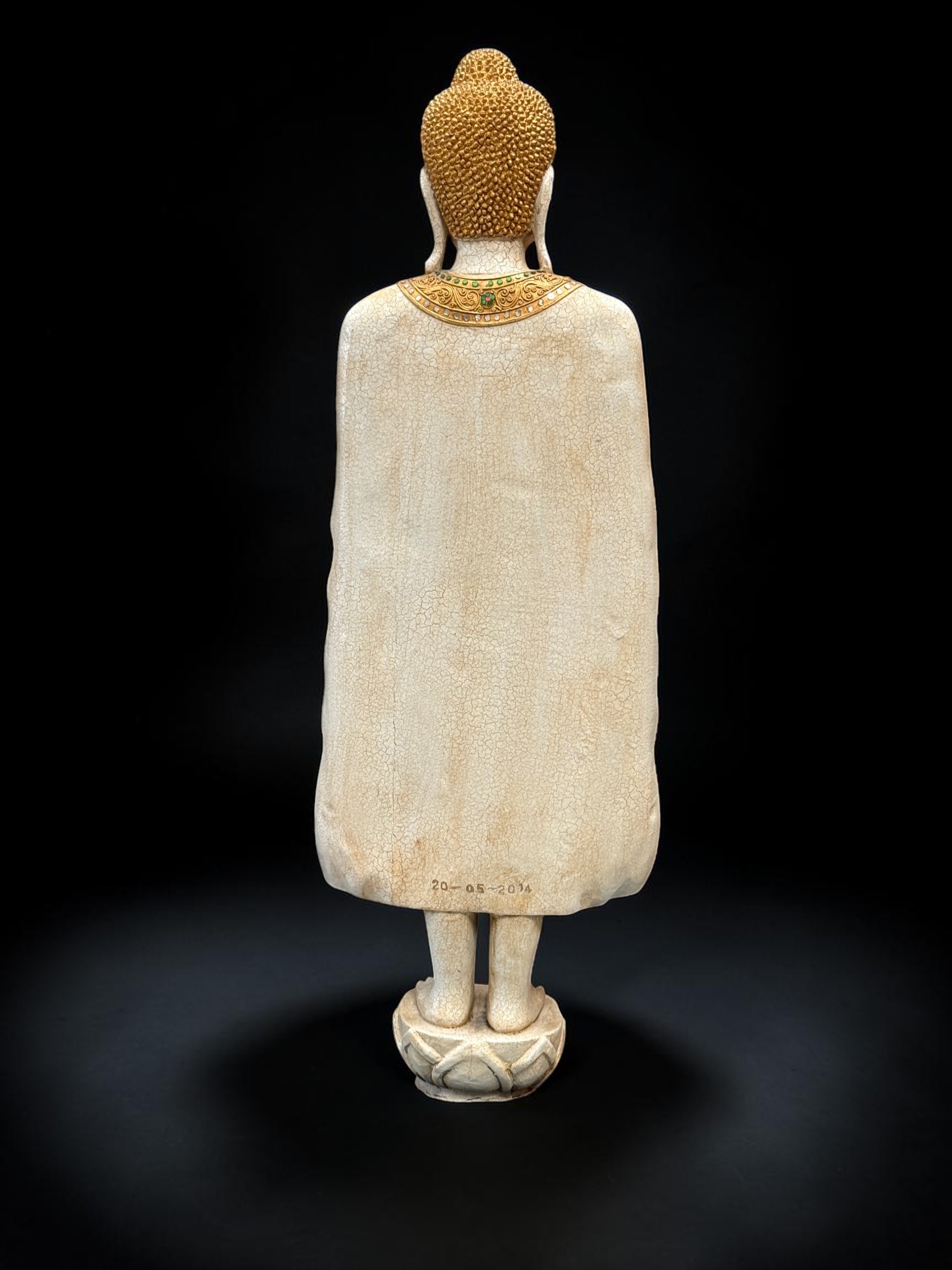 Thailändische Holz Buddha Figur 116 cm – Dharmachakra Mudra Skulptur groß