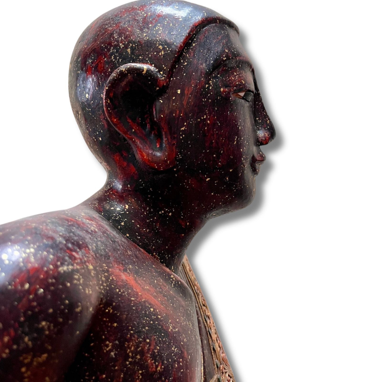 Mandalay Mönch Figur Sariputta aus Holz, 51cm