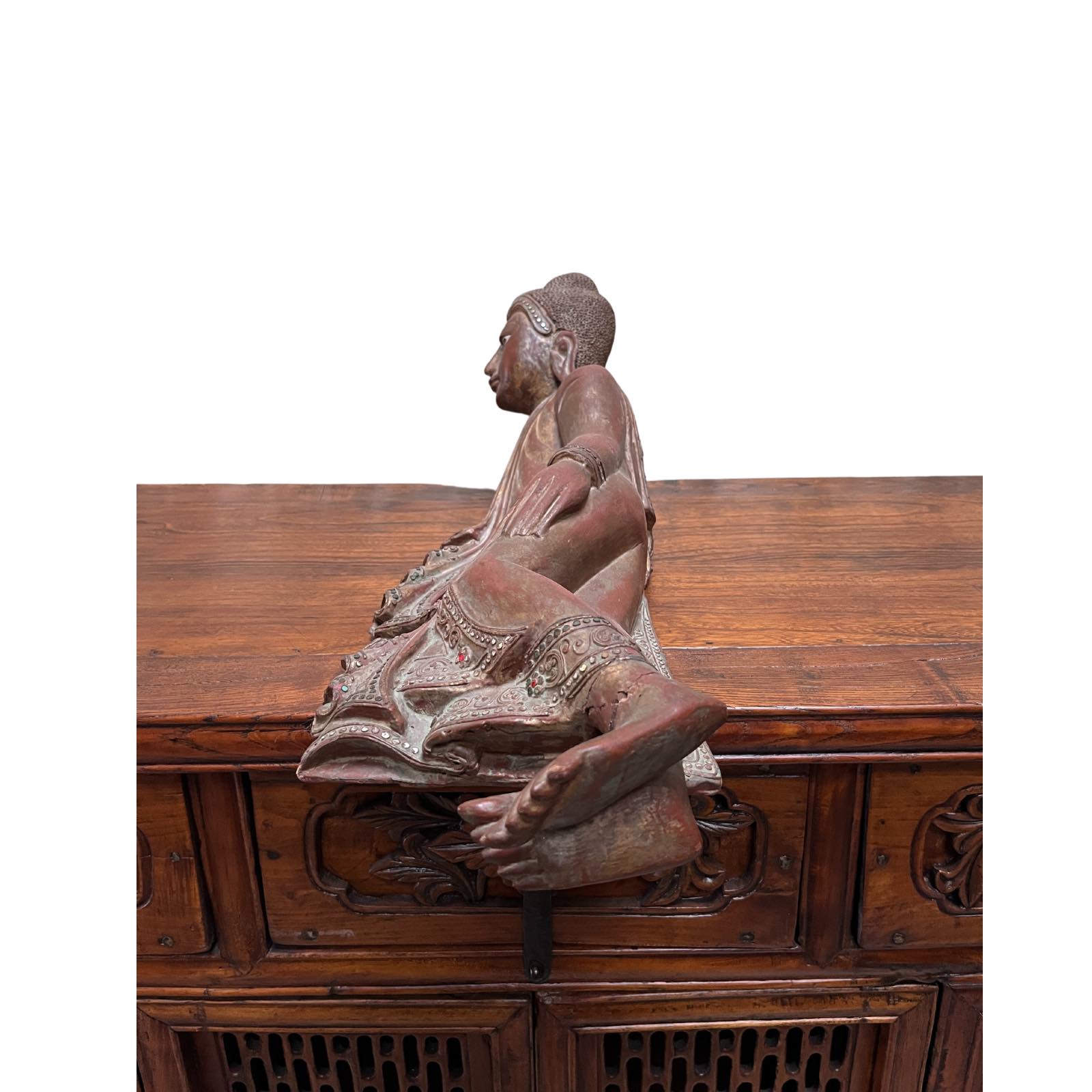 Liegender Holz Buddha aus Burma - 70cm