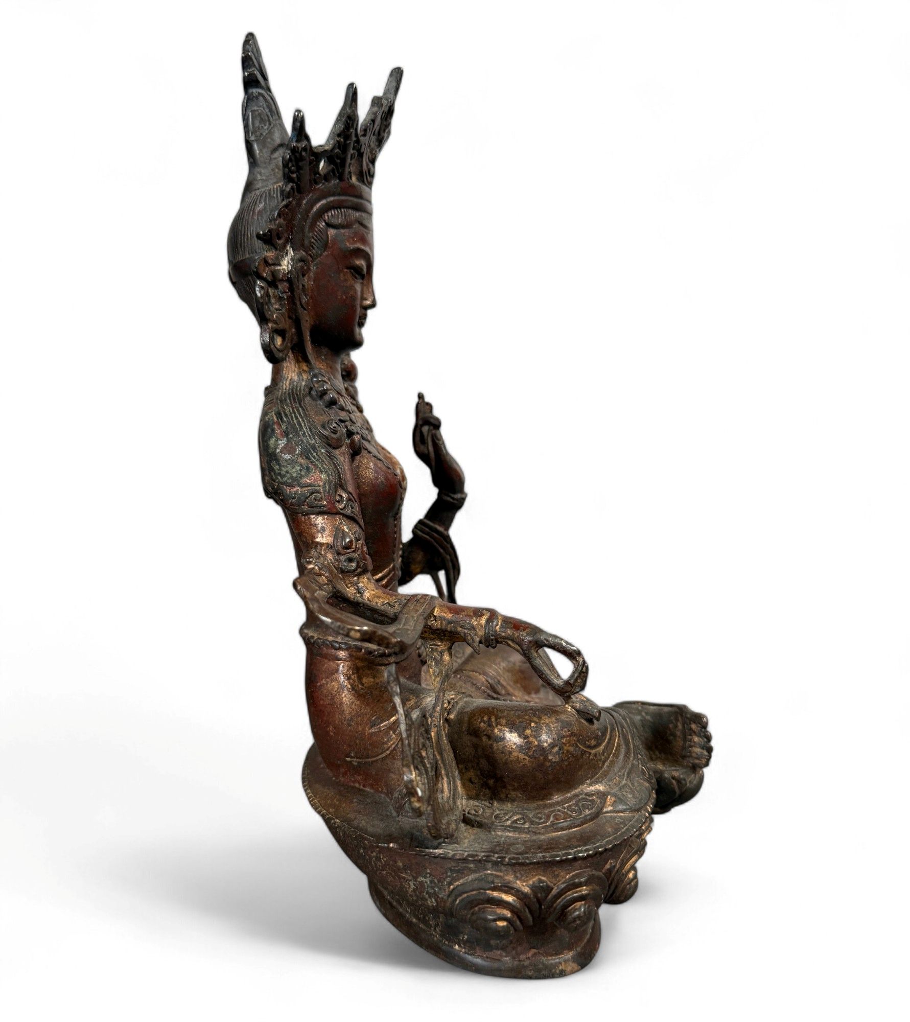 Grüne Tara Buddha Figur aus Bronze 27,5 cm