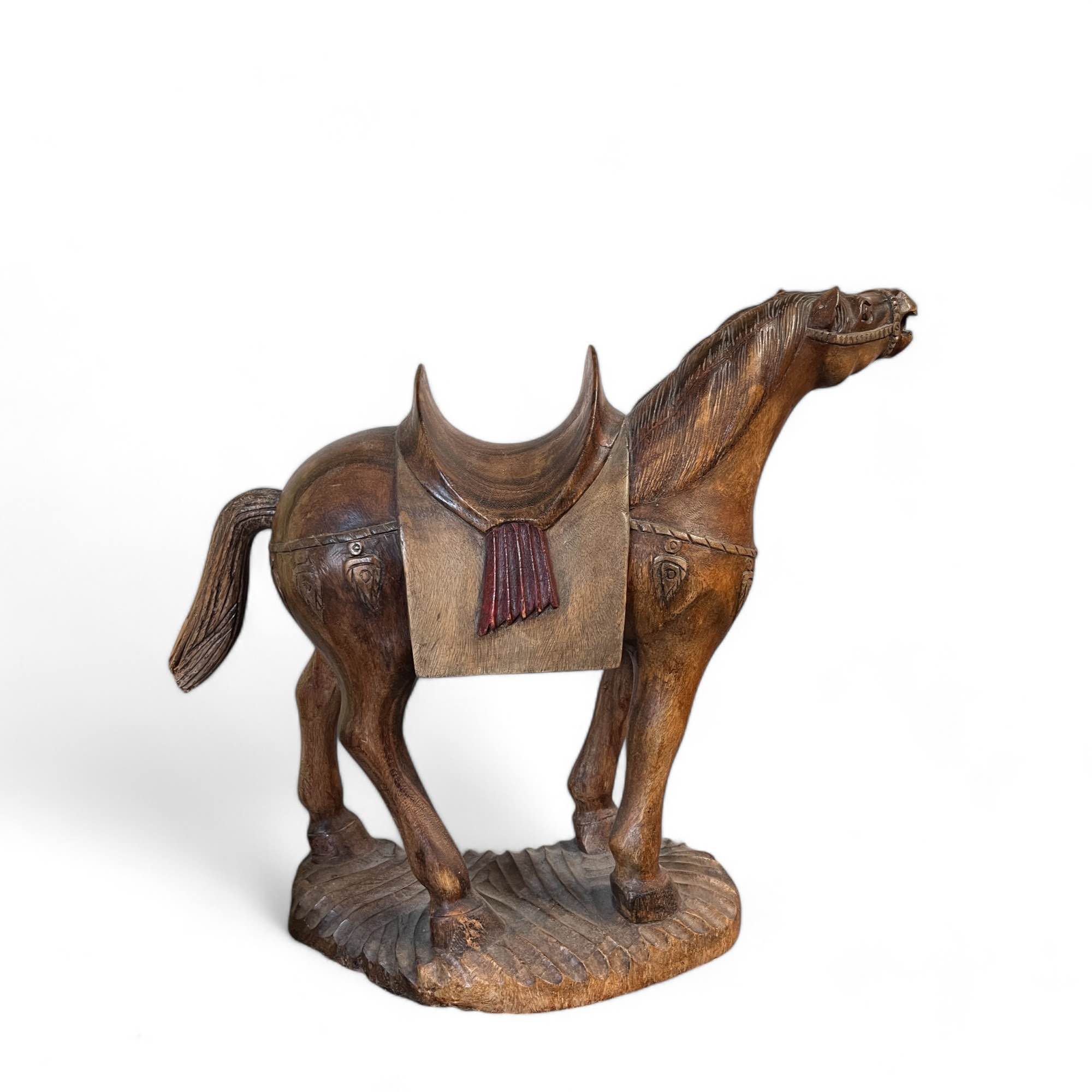 Chinesisches Tang Pferd Holz Skulptur 56 cm groß - Unikat
