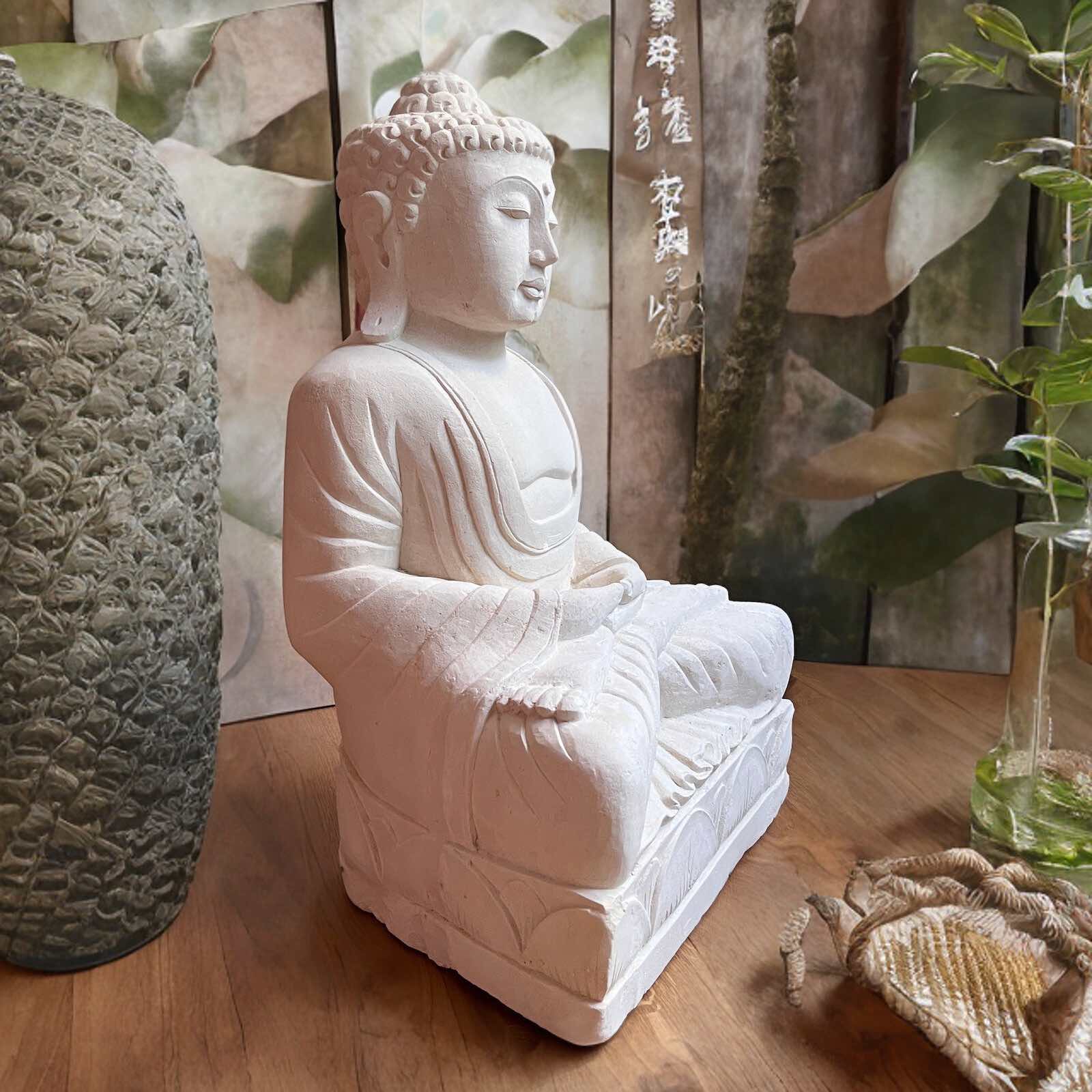 Buddha Figur Sandstein Thailand Skulptur Indoor