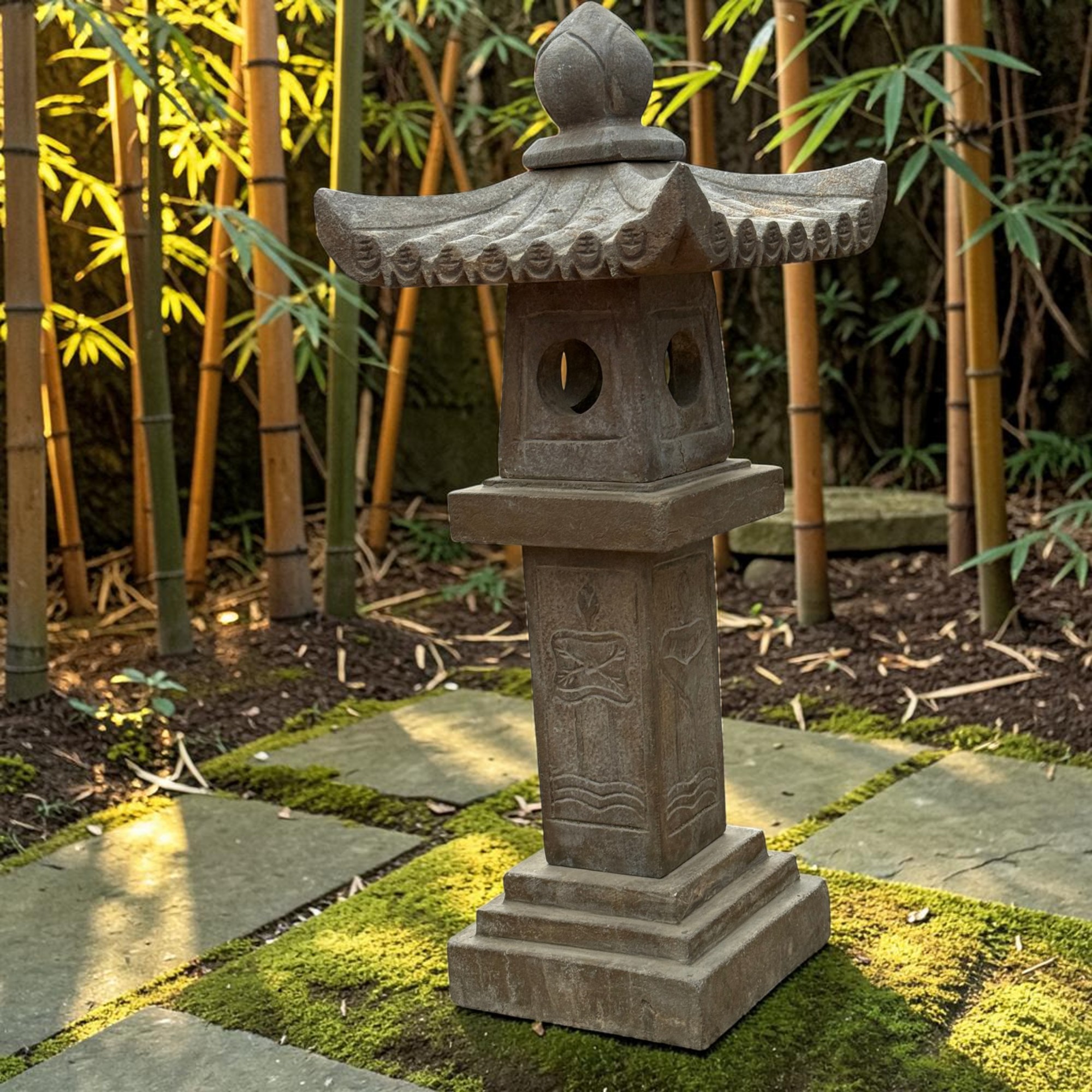 Traditionelle Steinlaterne China - Geisterhaus aus Naturstein - 27,5kg