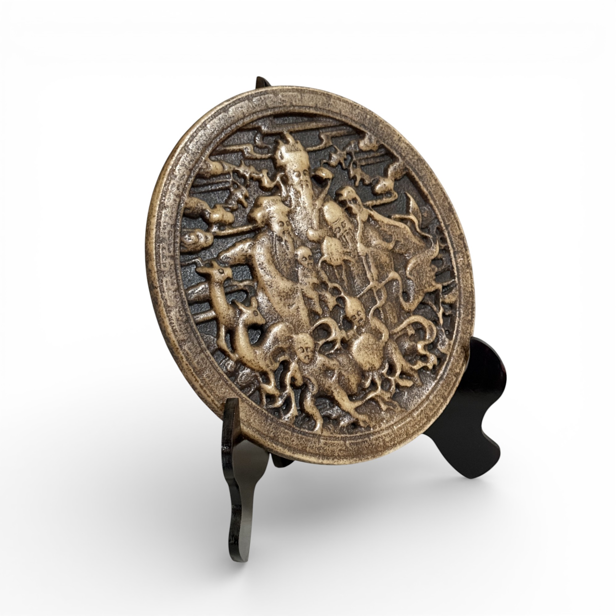 Bi Scheibe aus Jade/Marmor - Lu, Fu & Shou